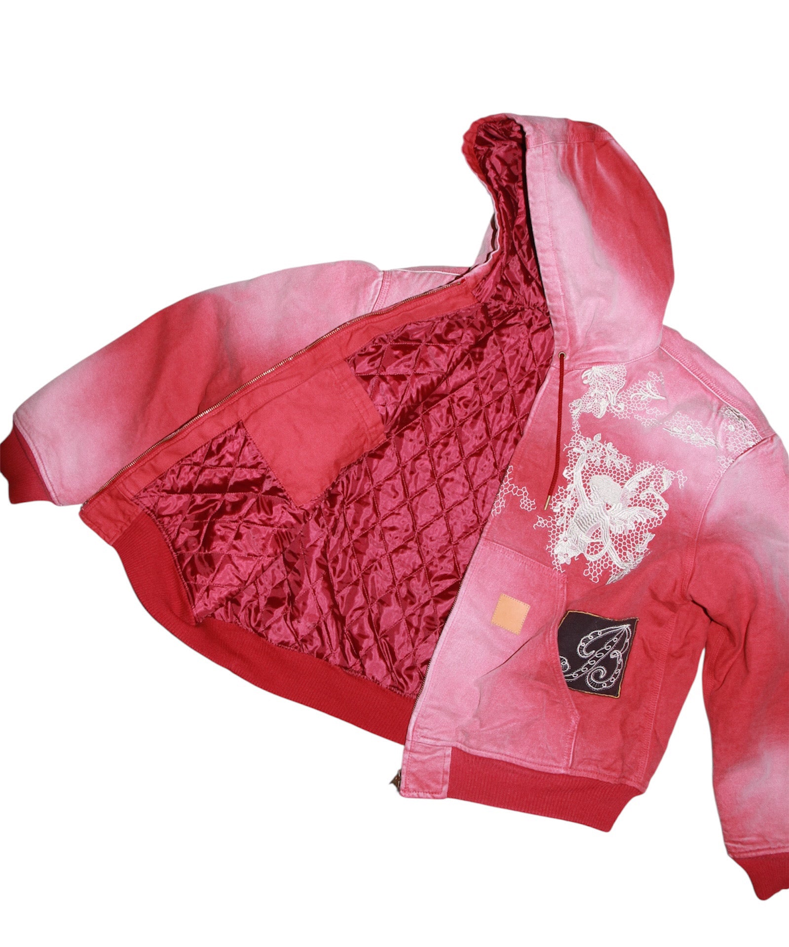 Vintage-effect embroidered jacket "RED"