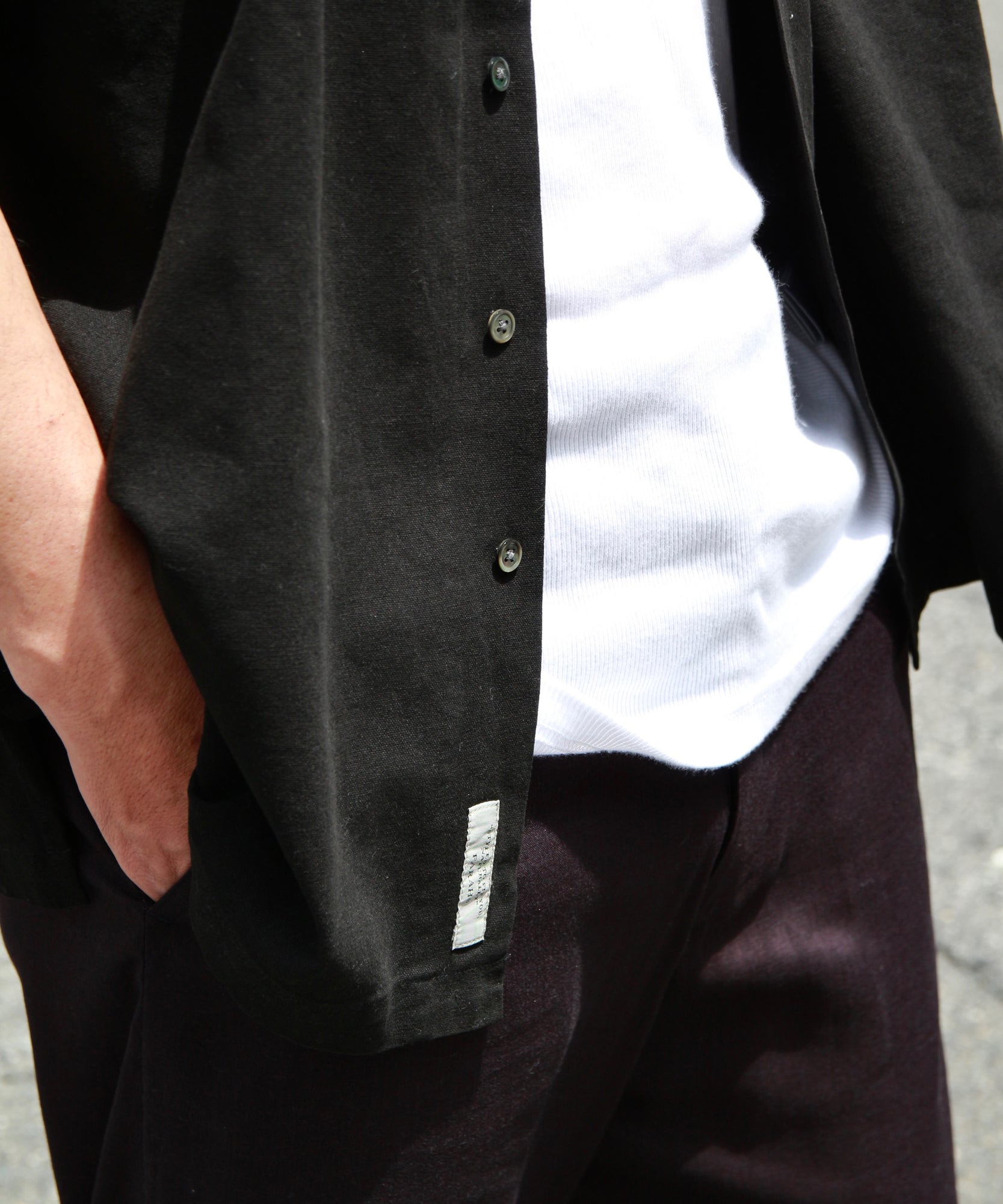Open Collar Shirt "BLACK"