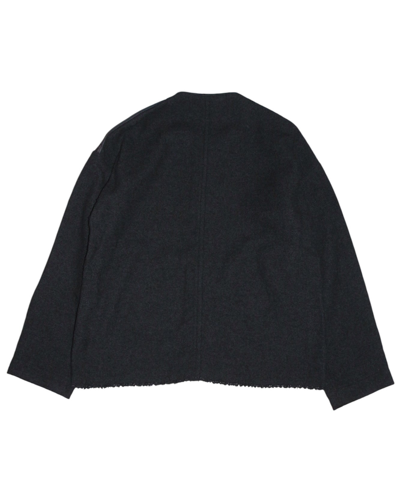 No-collar wool jacket "BLACK"