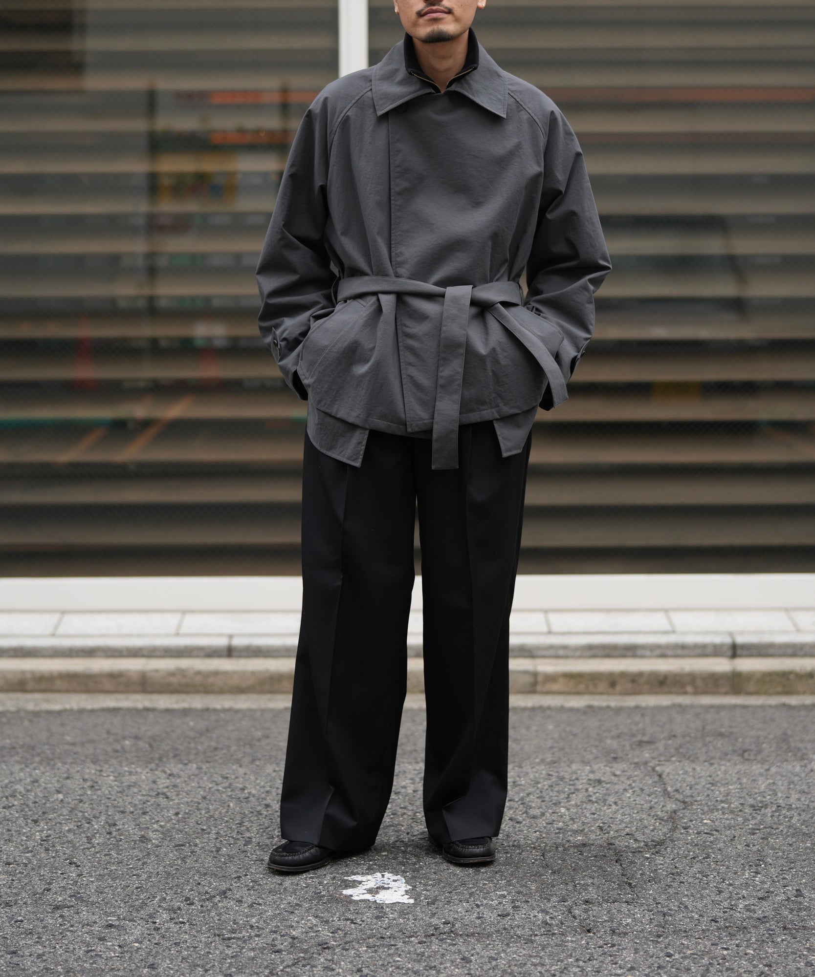 Short Trench Coat "DULL BEIGE"