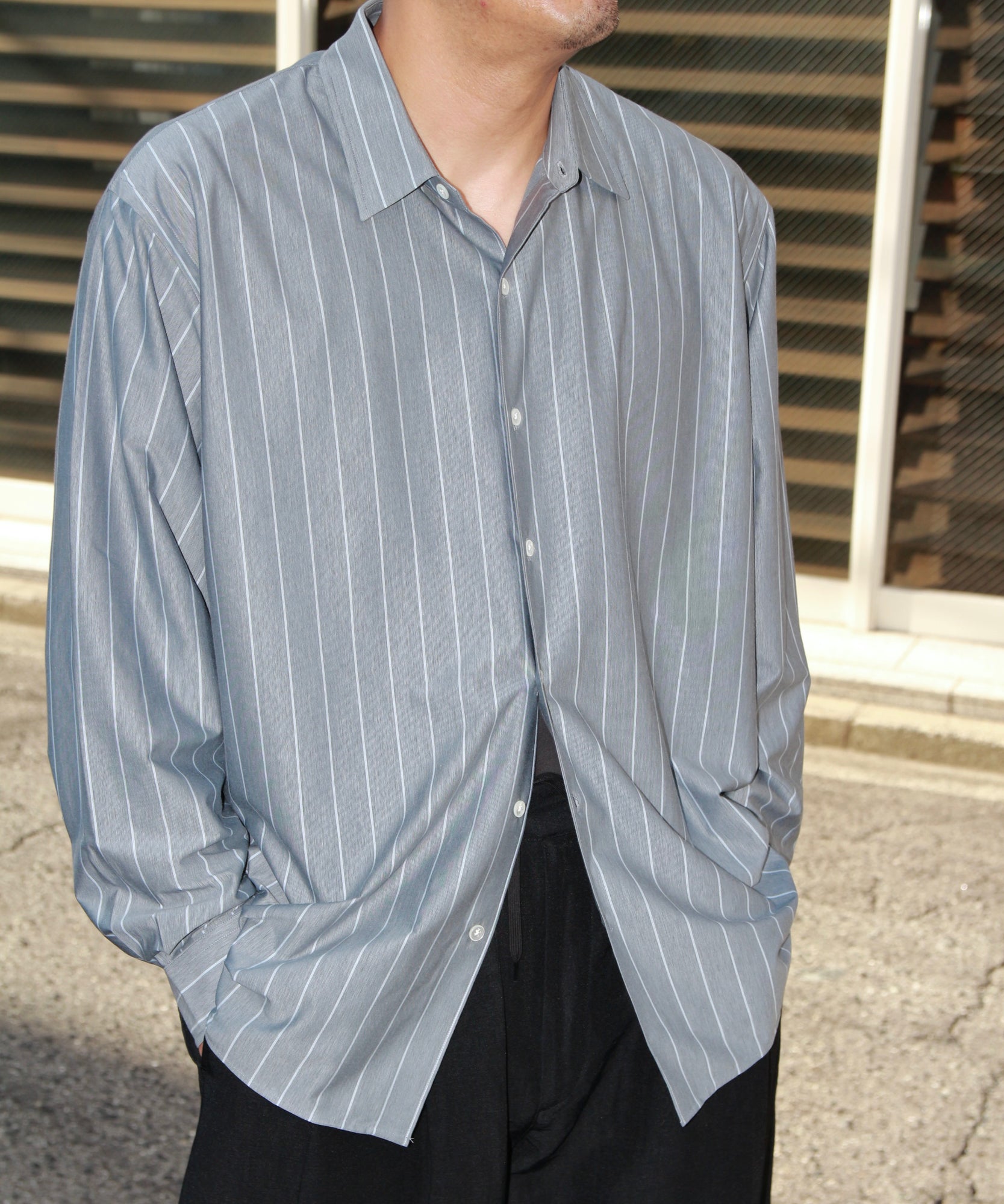 46G Atmosphere Stripe Shirt "BLUE(Gloucester Blue)"