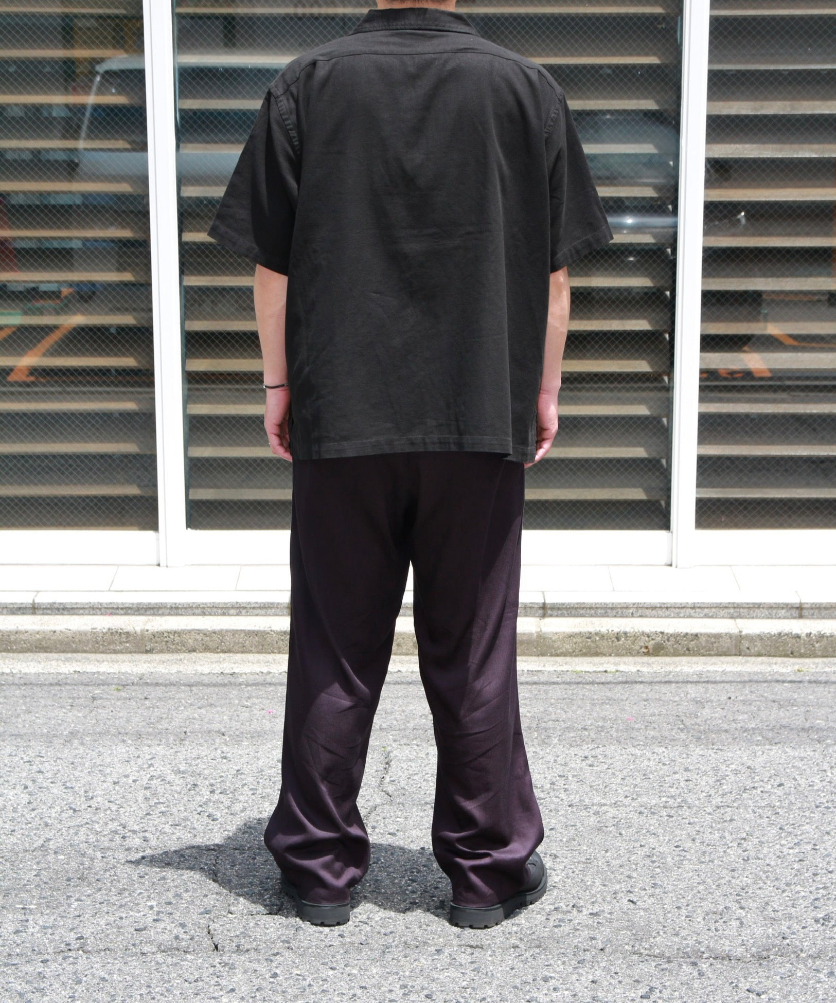 Open Collar Shirt "BLACK"