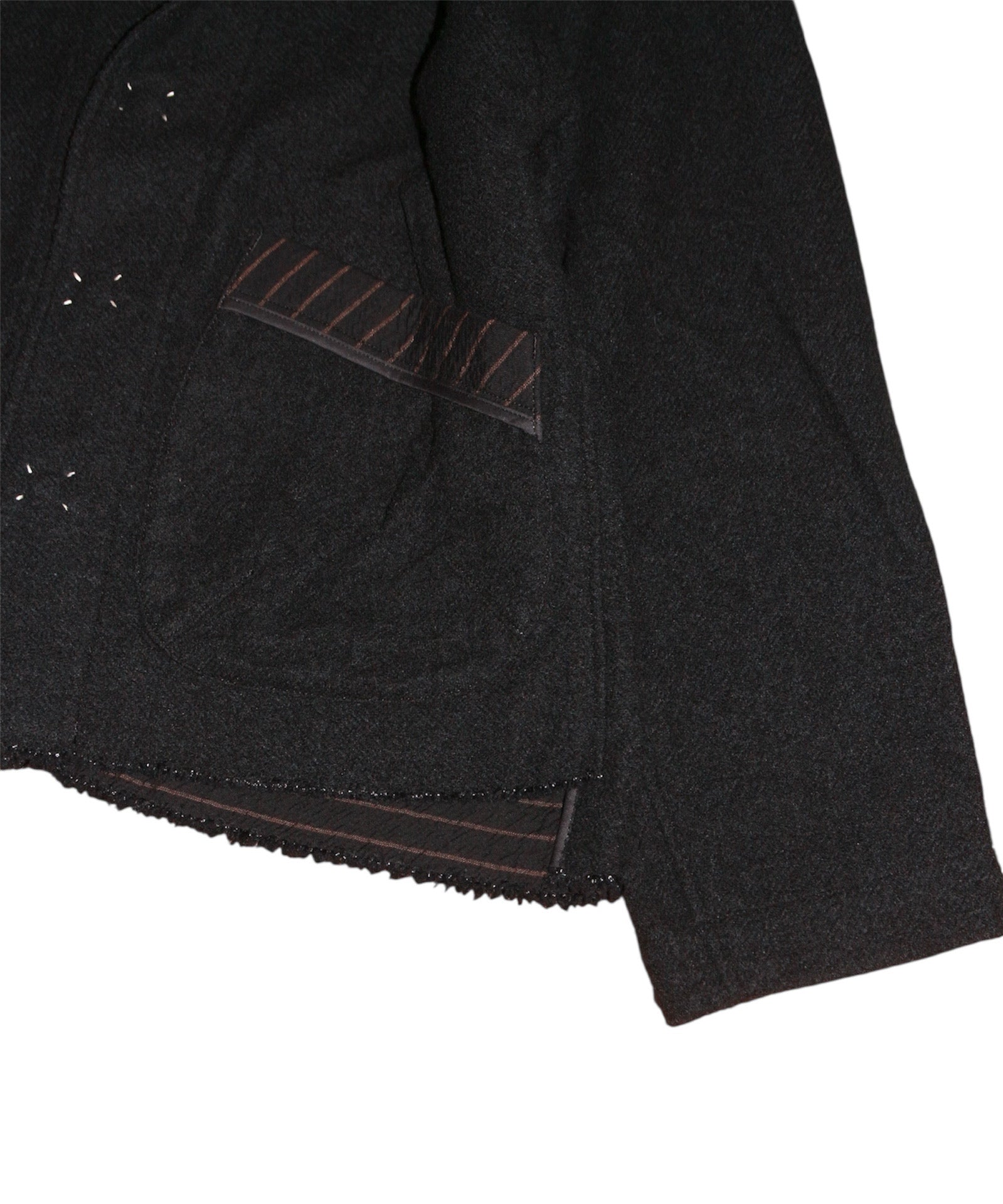 No-collar wool jacket "BLACK"