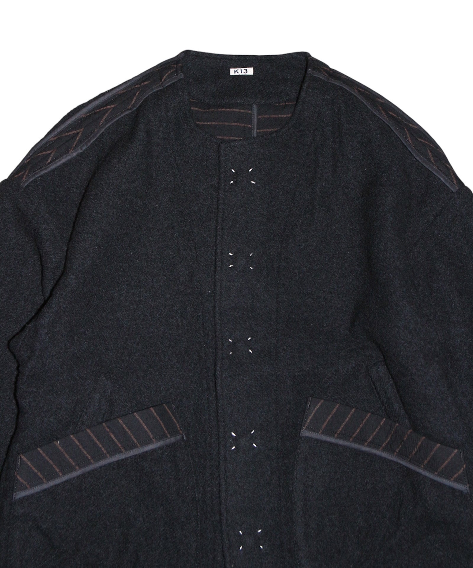 No-collar wool jacket "BLACK"