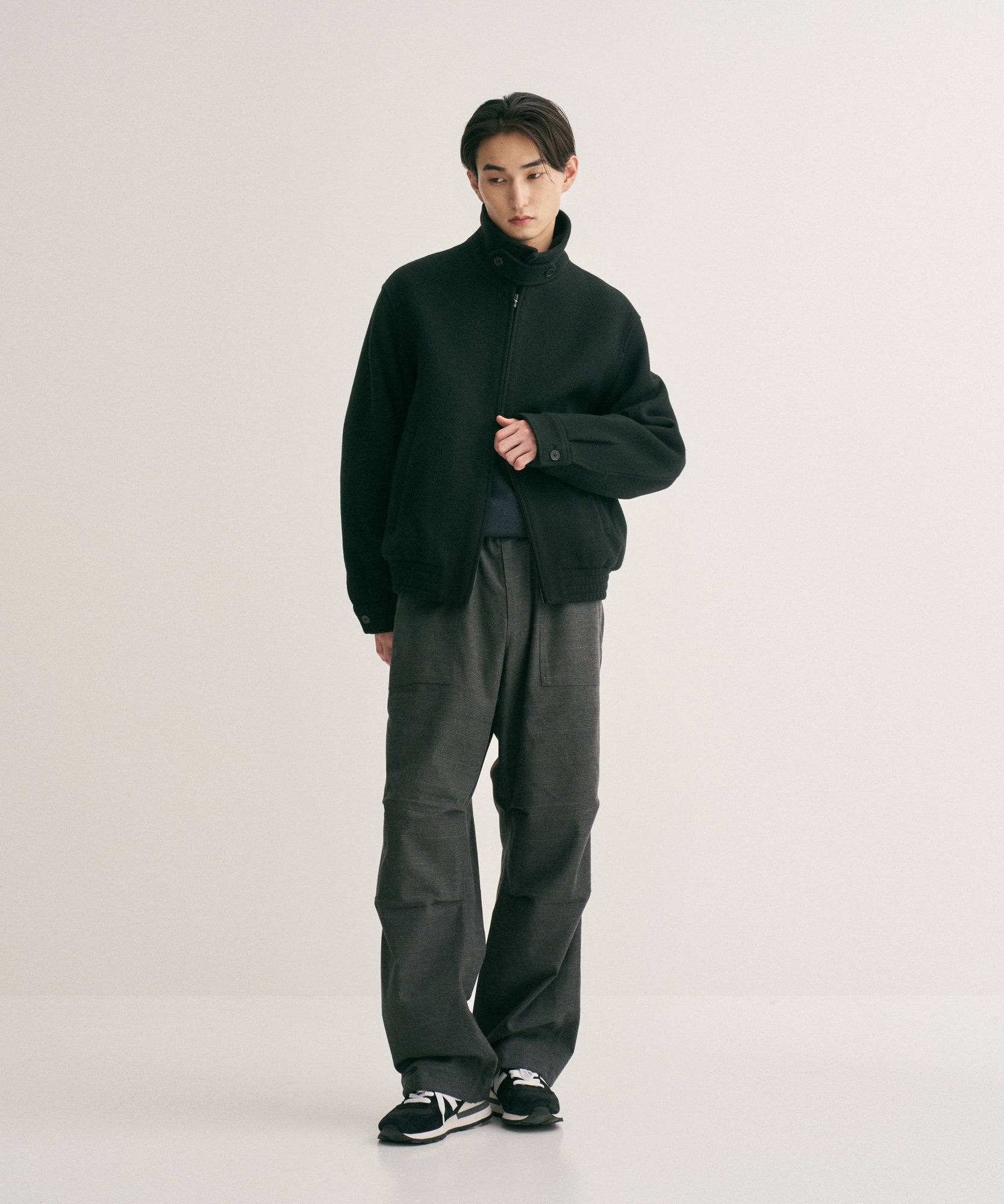 ANOTHER OFFICE アナザーオフィス アウター  ドリズラージャケット　ウールブルゾン　ブラック 韓国ブランド  正規取扱店 INPUT 広島