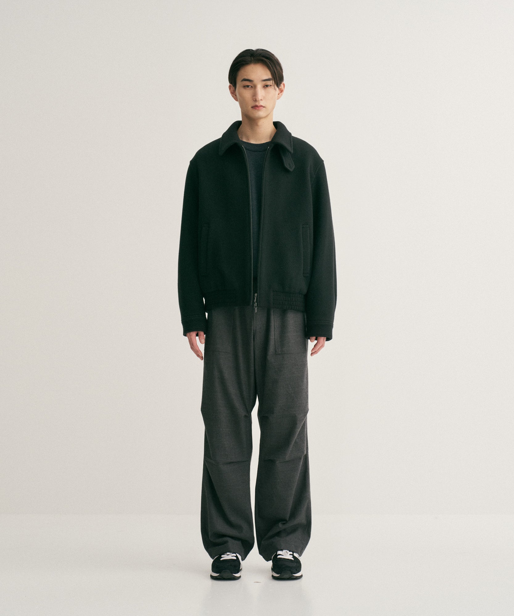 ANOTHER OFFICE アナザーオフィス アウター  ドリズラージャケット　ウールブルゾン　ブラック 韓国ブランド  正規取扱店 INPUT 広島