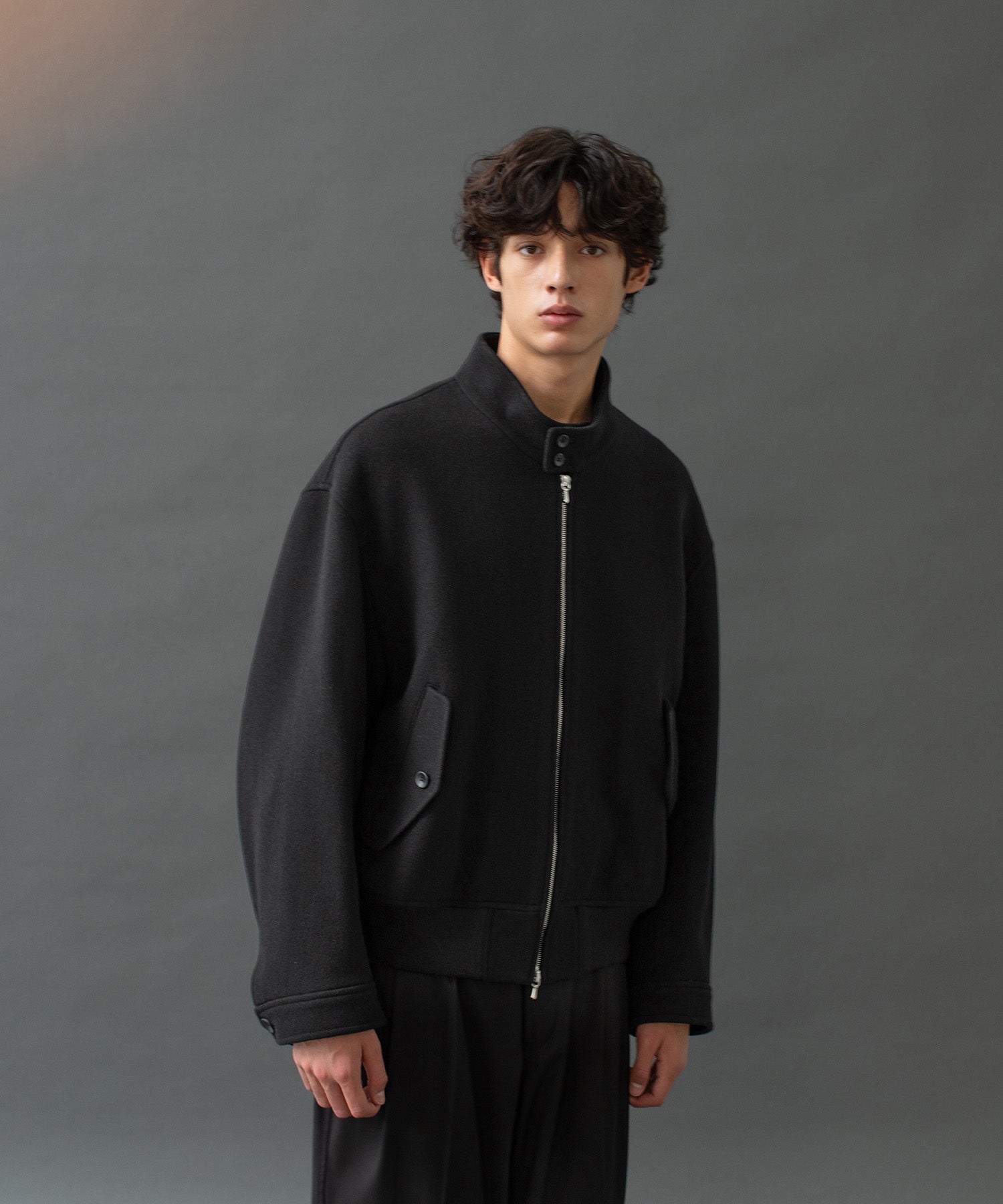 ANOTHER OFFICE アナザーオフィス ウールブルゾン　アウター　ハリントン　ブラック 韓国ブランド  正規取扱店 INPUT 広島