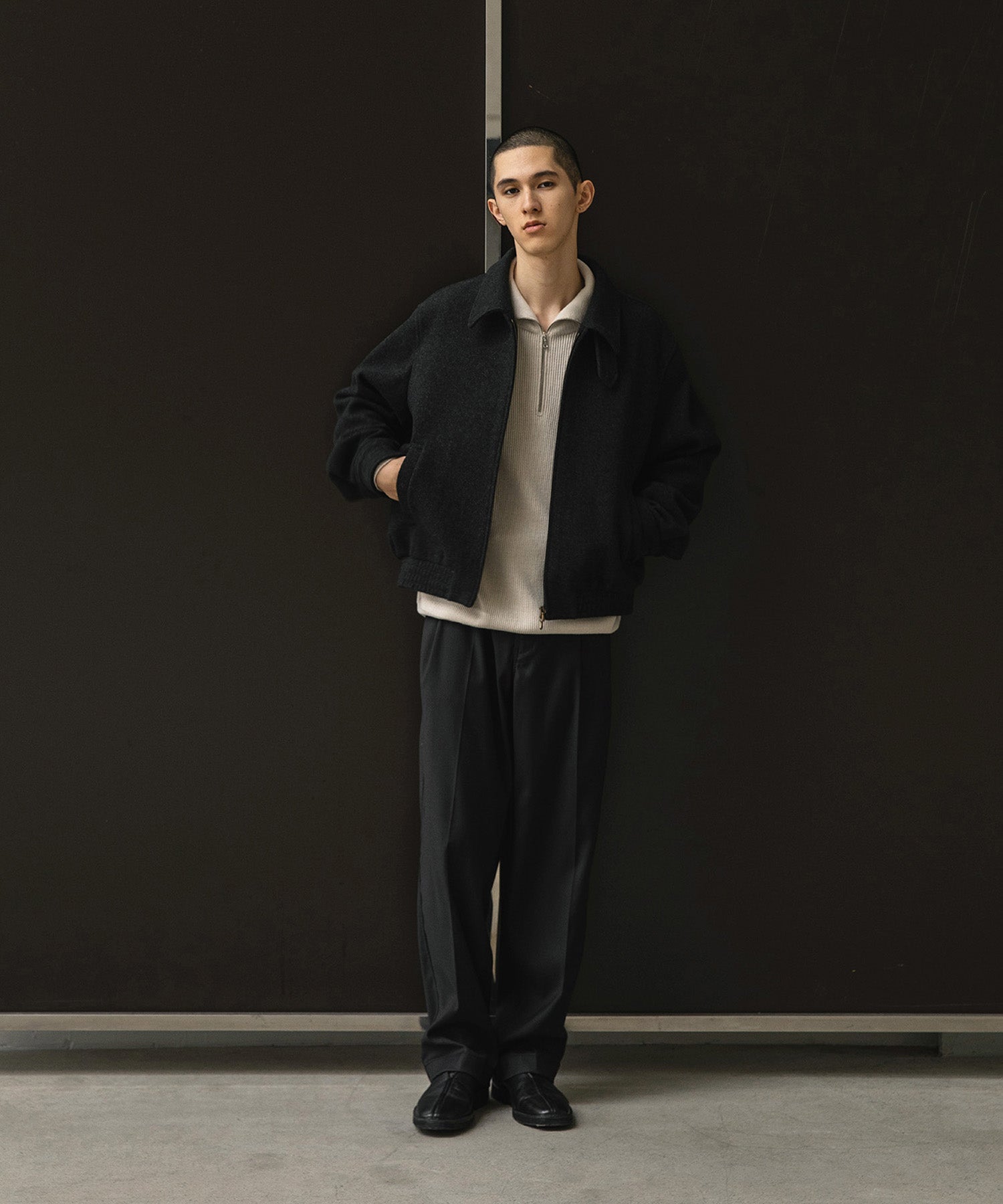 ANOTHER OFFICE アナザーオフィス アウター  ドリズラージャケット　ウールブルゾン　チャコールグレー 韓国ブランド  正規取扱店 INPUT 広島