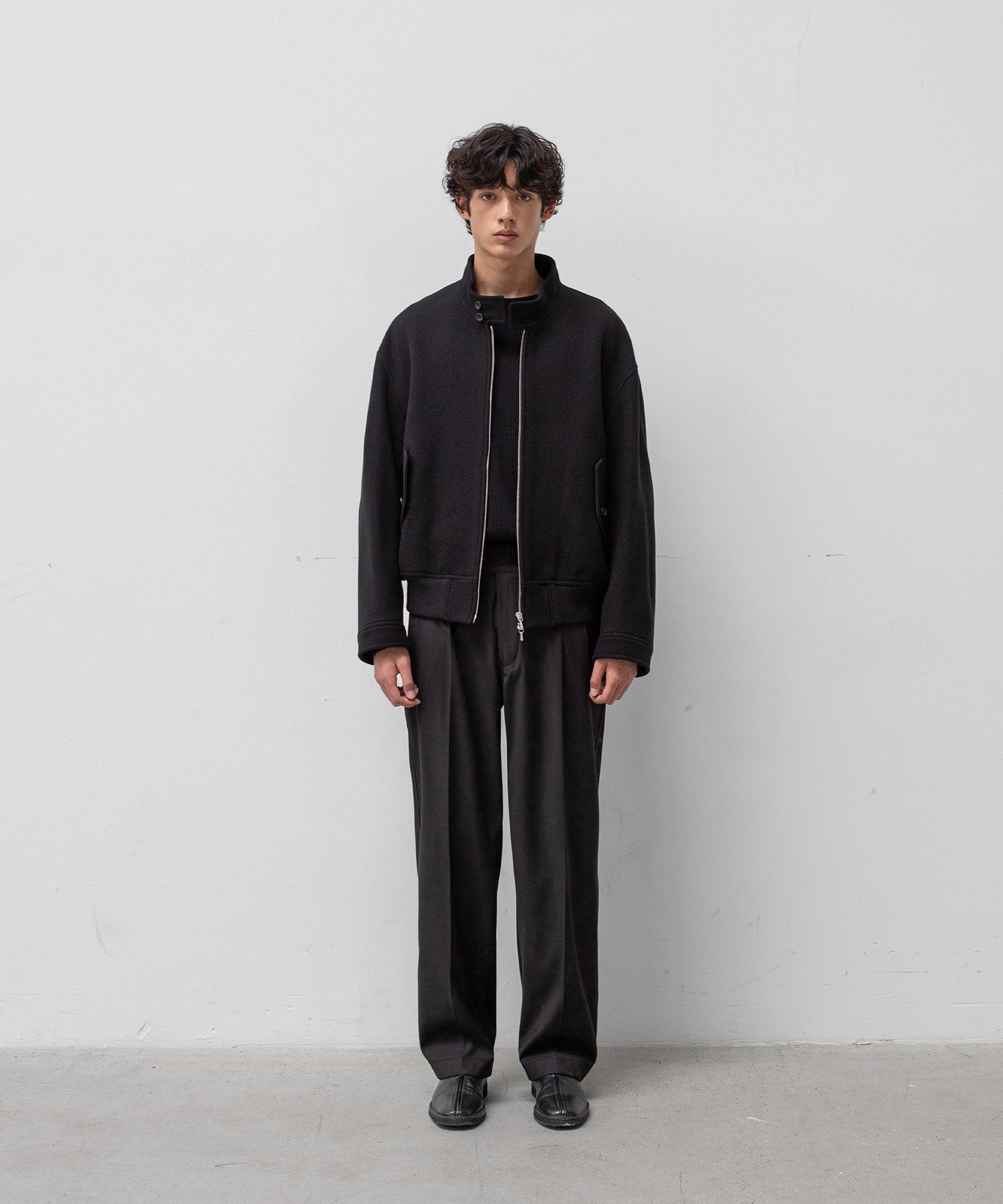 ANOTHER OFFICE アナザーオフィス ウールブルゾン　アウター　ハリントン　ブラック 韓国ブランド  正規取扱店 INPUT 広島