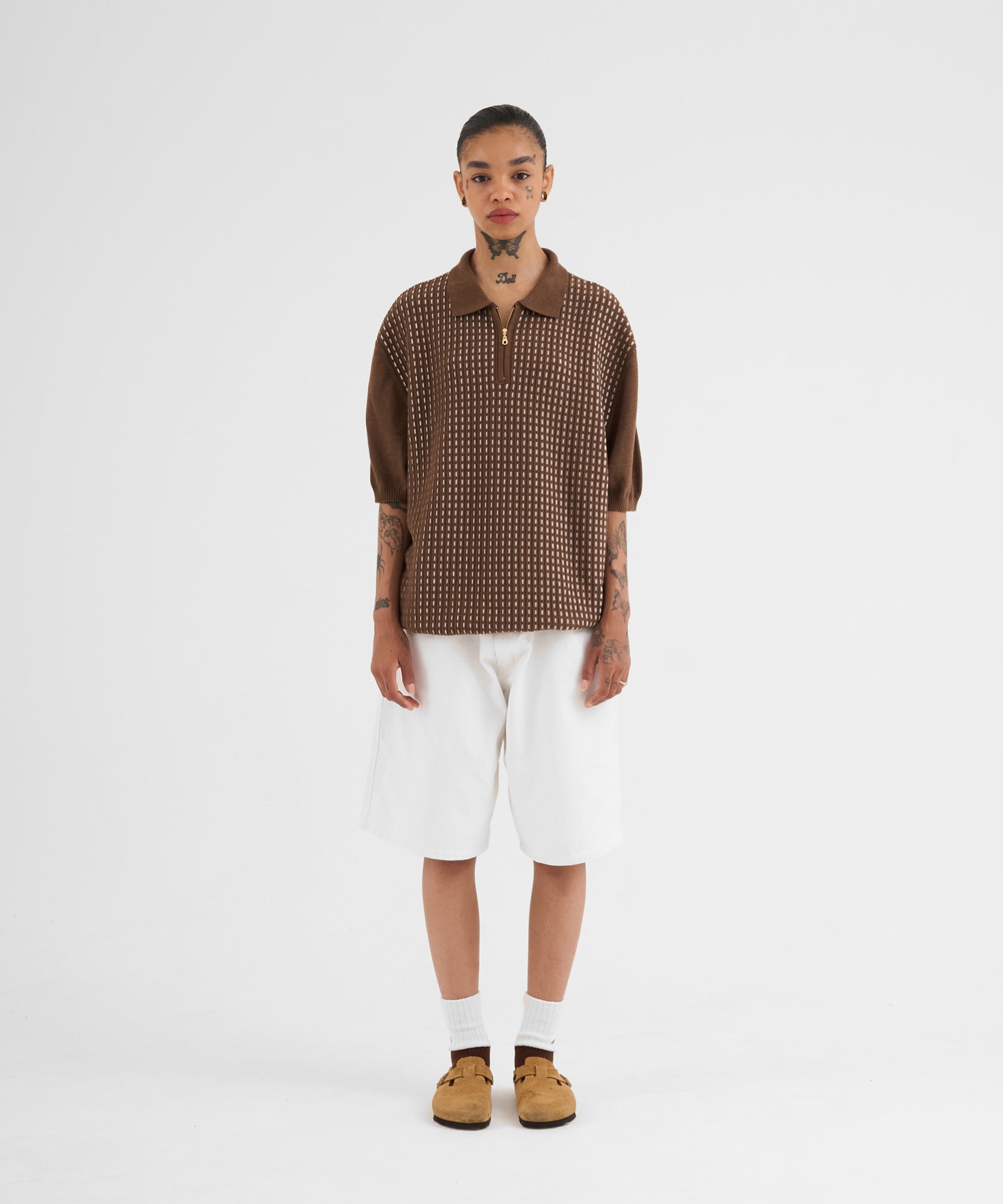 diidii knit polo "BROWN"