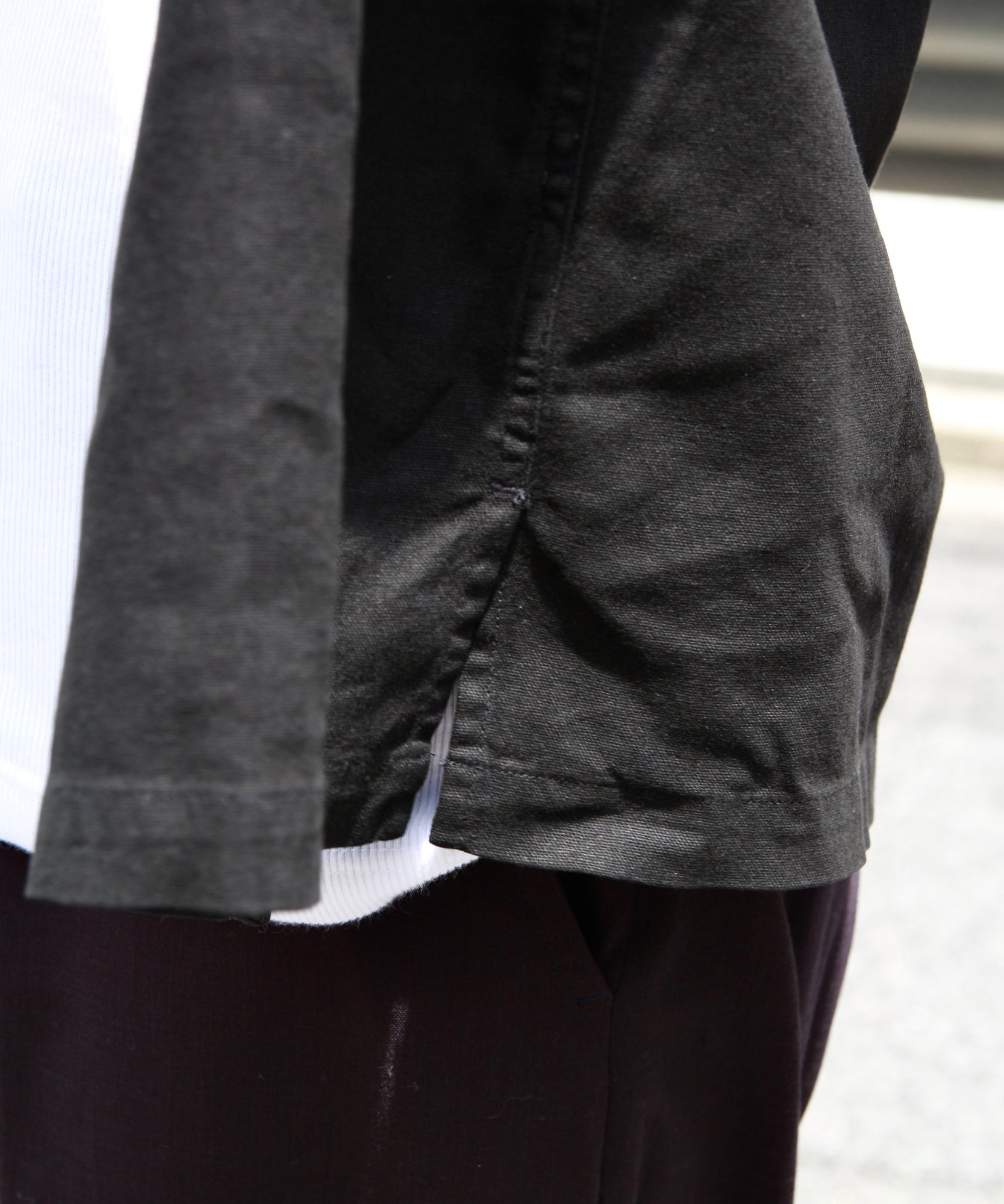 Open Collar Shirt "BLACK"