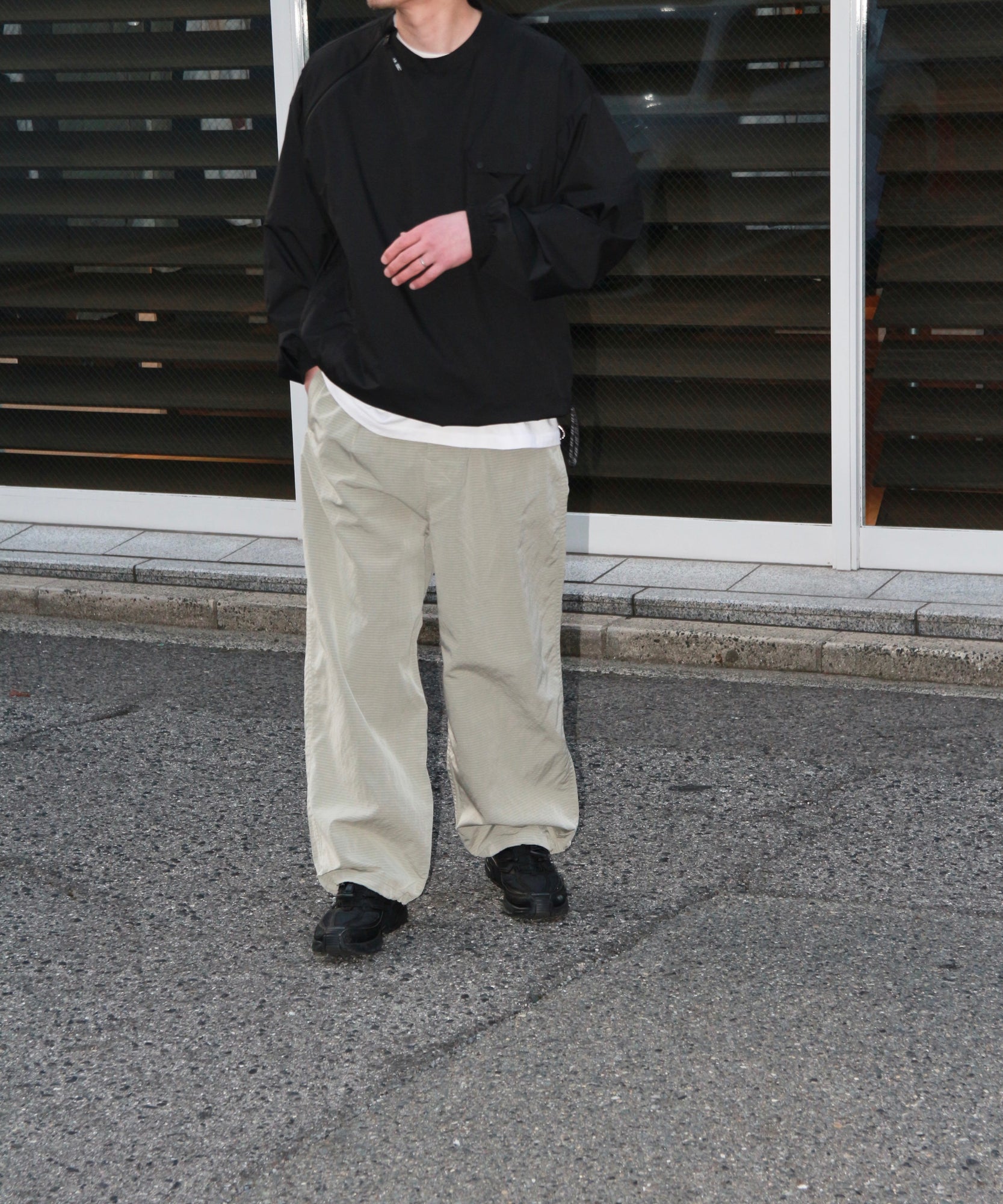 LIGHT GRID PANTS "CREAM"