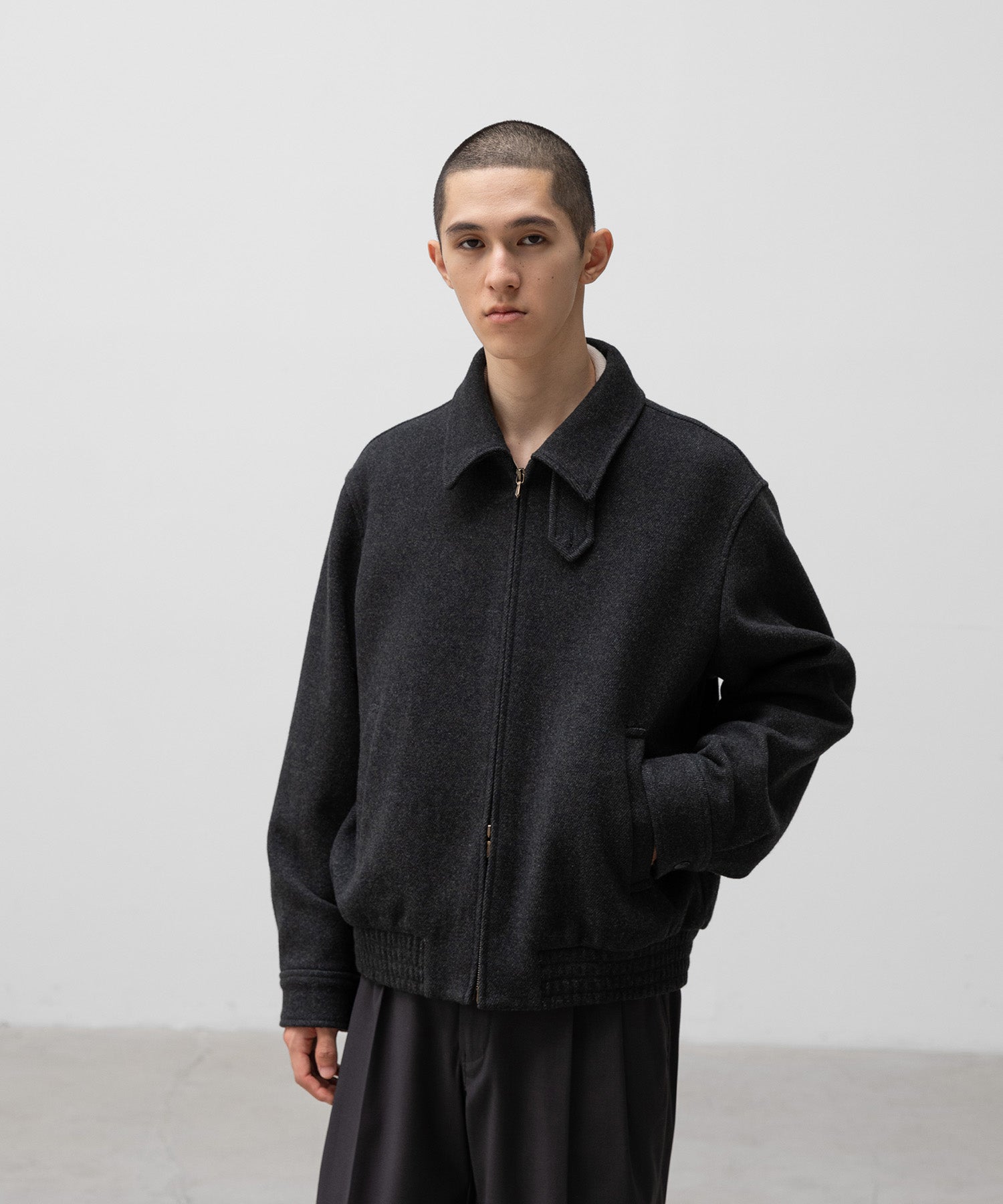 ANOTHER OFFICE アナザーオフィス アウター  ドリズラージャケット　ウールブルゾン　チャコールグレー 韓国ブランド  正規取扱店 INPUT 広島