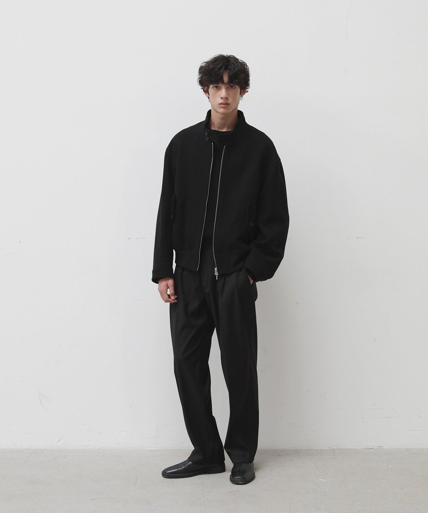 ANOTHER OFFICE アナザーオフィス ウールブルゾン　アウター　ハリントン　ブラック 韓国ブランド  正規取扱店 INPUT 広島