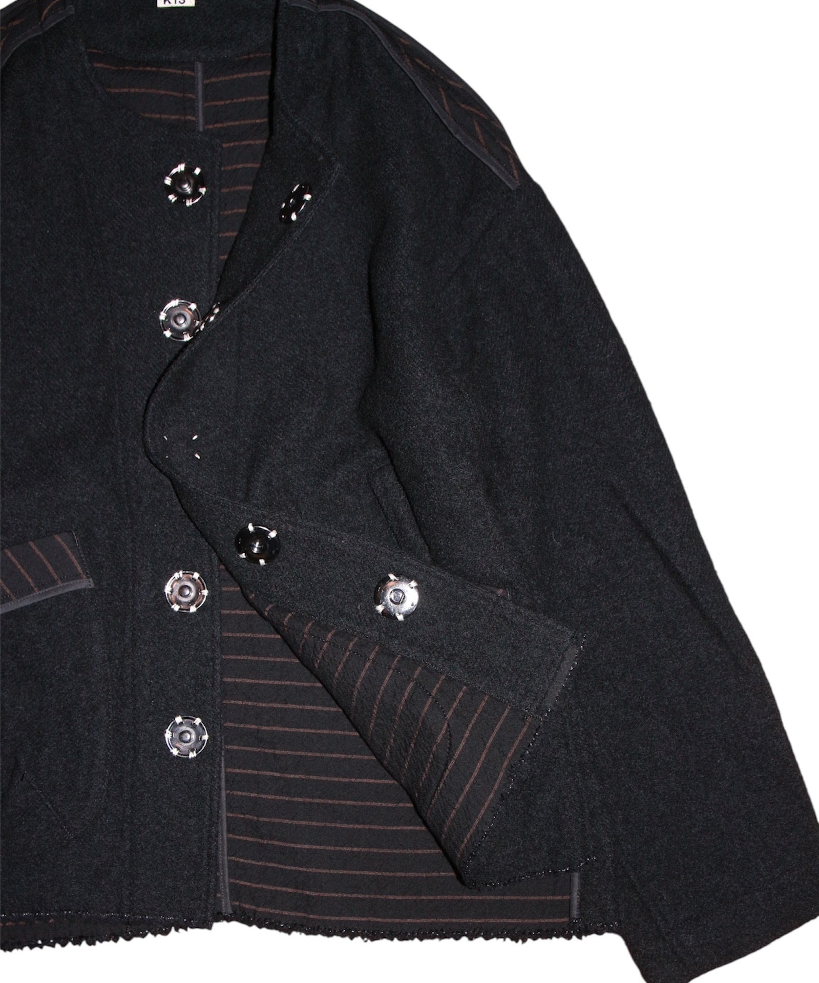 No-collar wool jacket "BLACK"