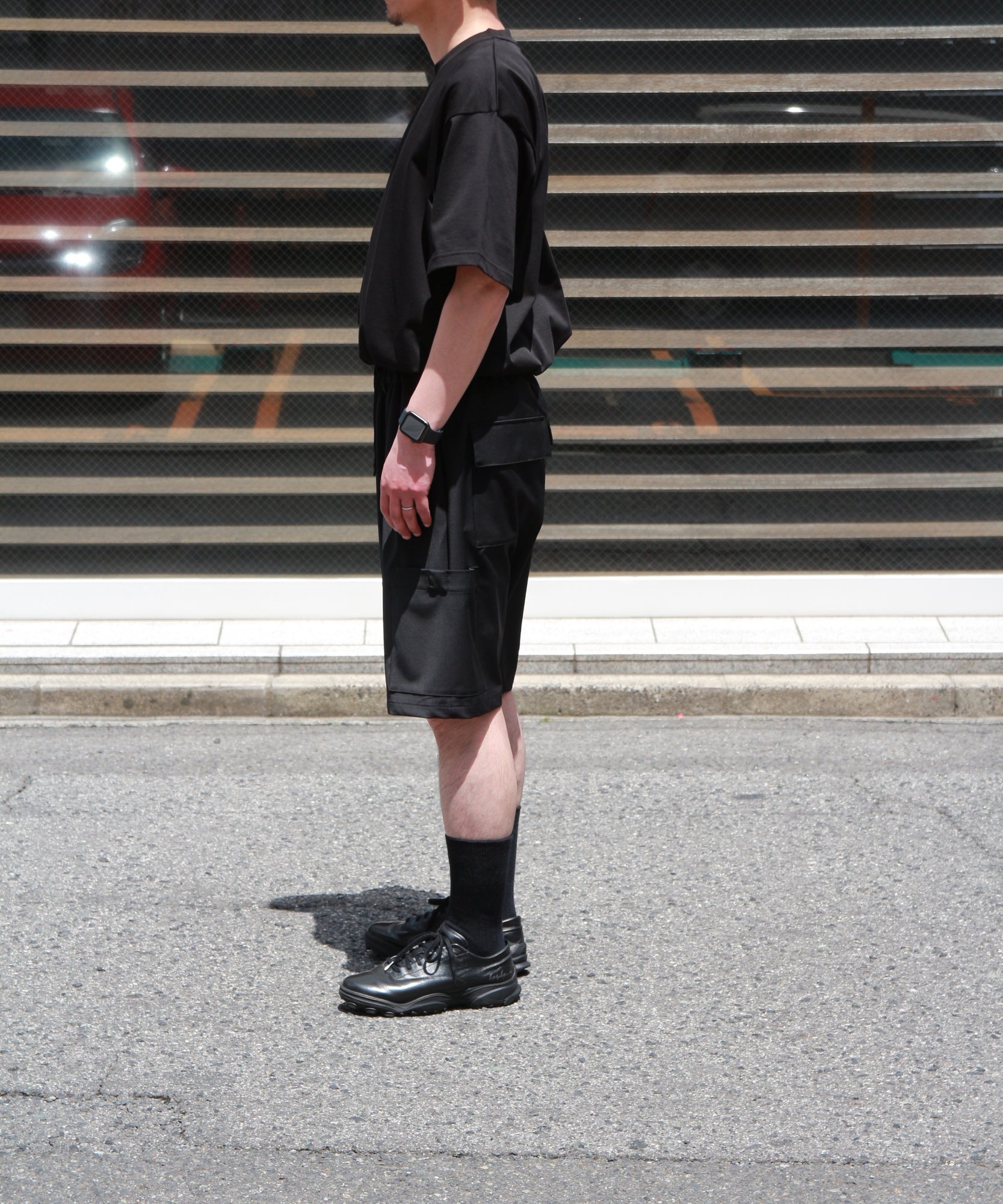 Side Pocket Wool Short Pants "BLACK"