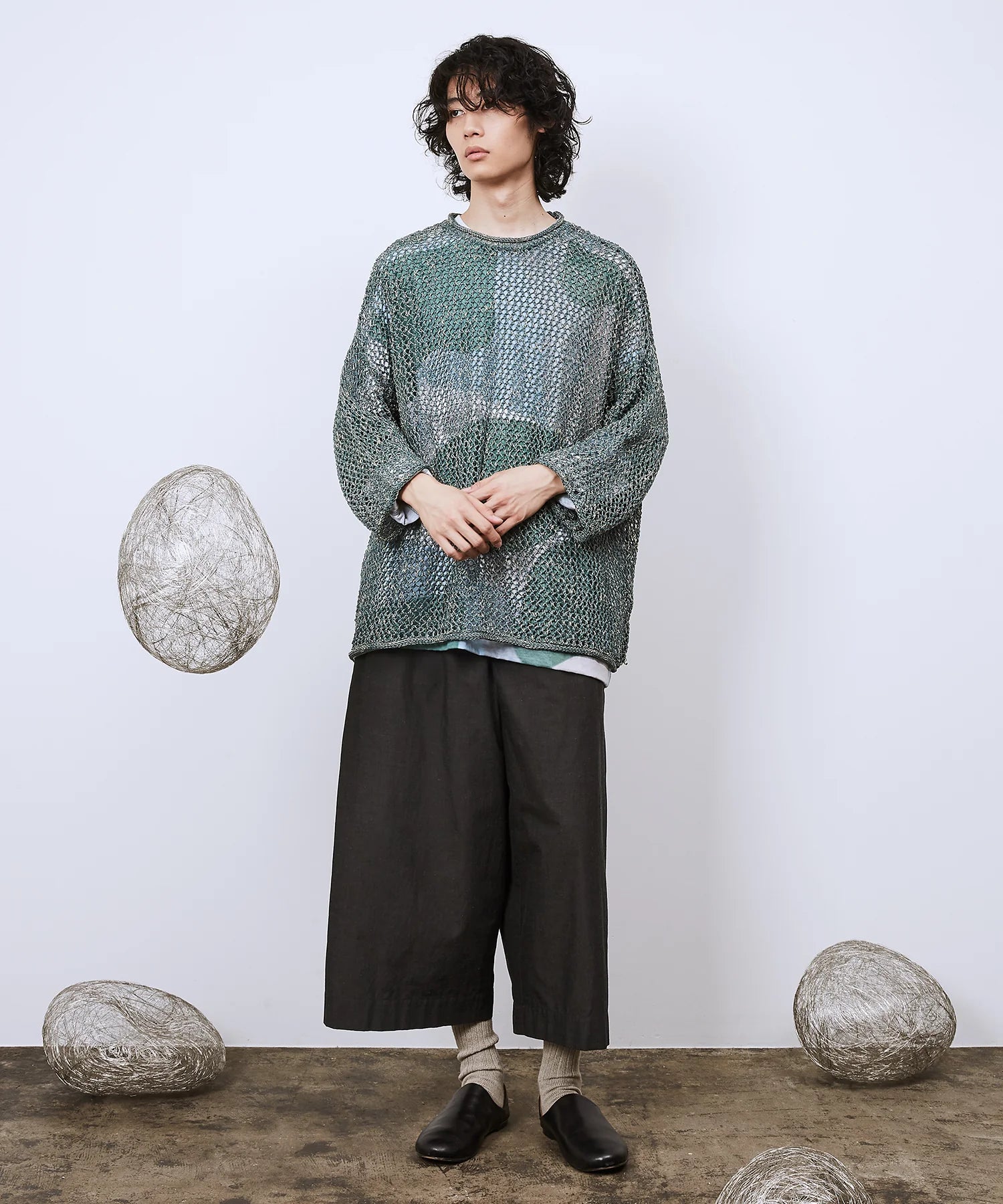 Dulcamara ドゥルカマラ パンツ シャツ地 ワイド アンクル丈 ブラック 通販 正規取扱店 INPUT 広島