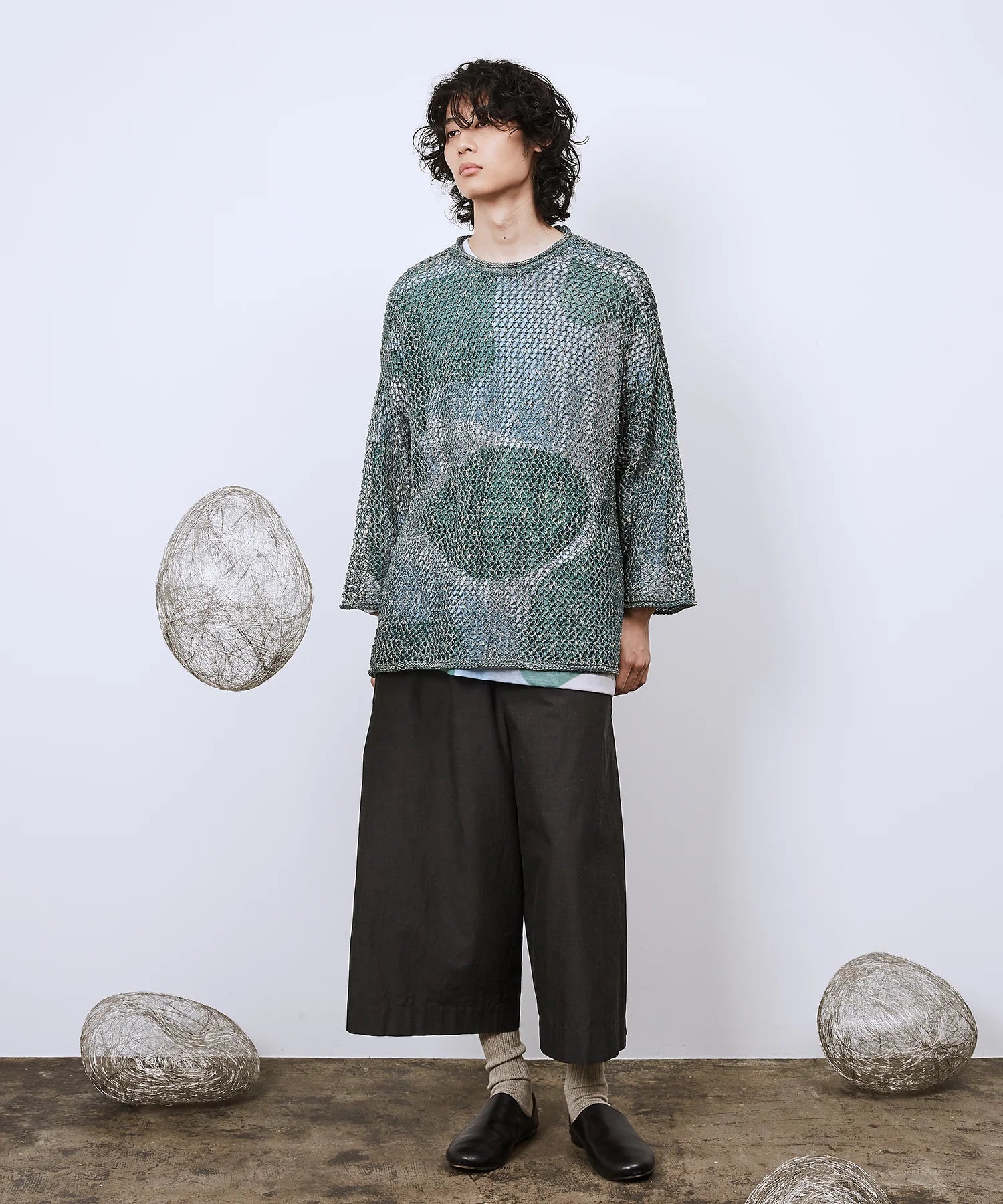 Dulcamara ドゥルカマラ パンツ シャツ地 ワイド アンクル丈 ブラック 通販 正規取扱店 INPUT 広島