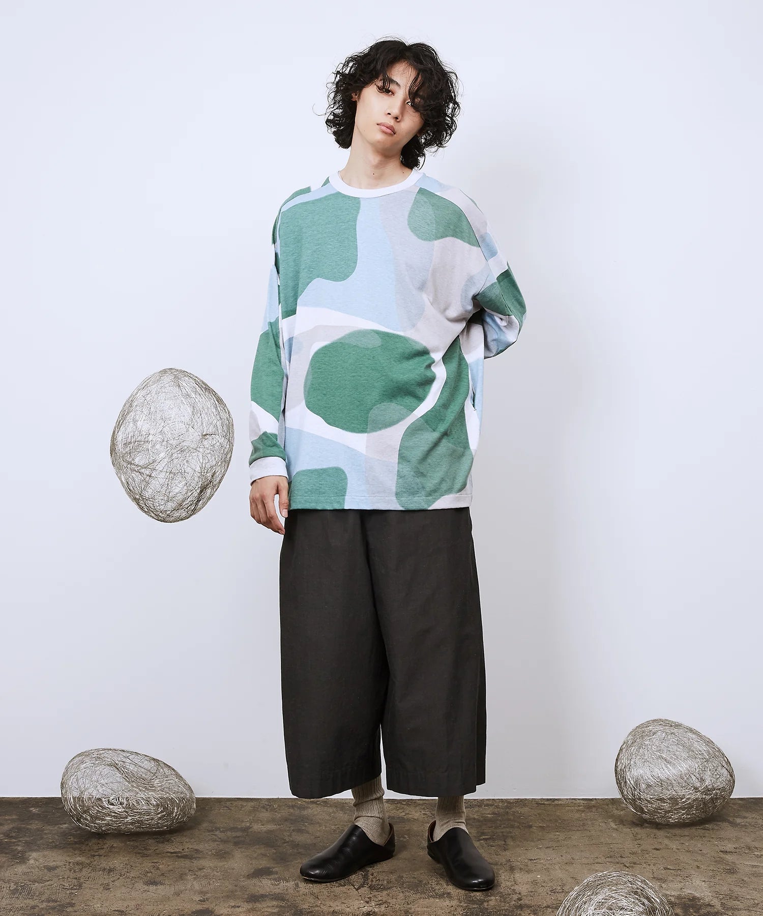Dulcamara ドゥルカマラ パンツ シャツ地 ワイド アンクル丈 ブラック 通販 正規取扱店 INPUT 広島