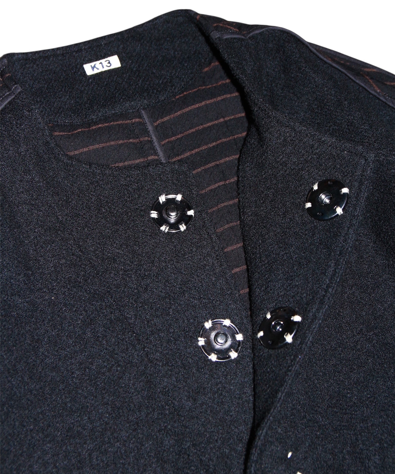 No-collar wool jacket "BLACK"