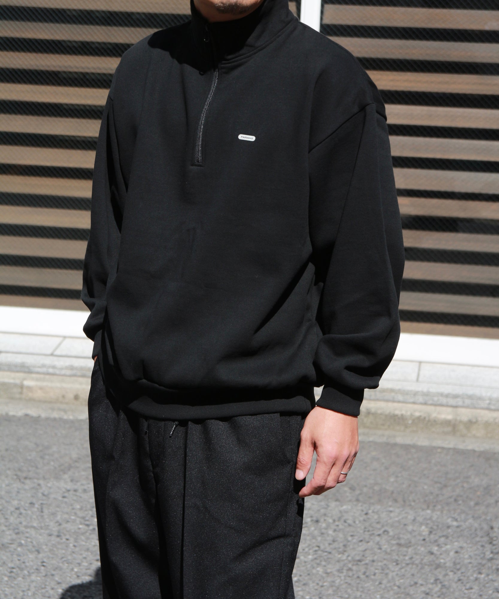 Potting LOGO Half Zip Sweatshirt "BLACK"