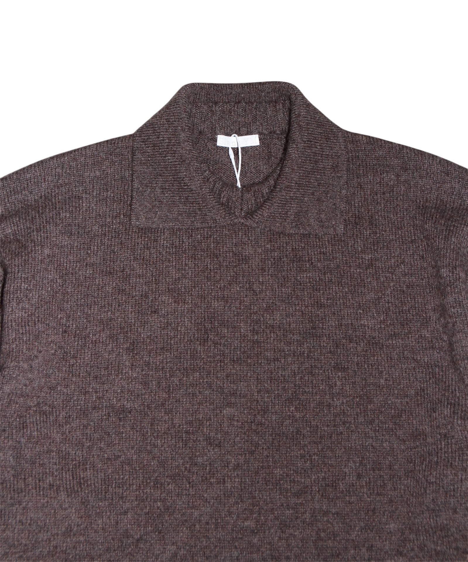 ALPACA POLO COLLAR KNIT SHIRT "BROWN"