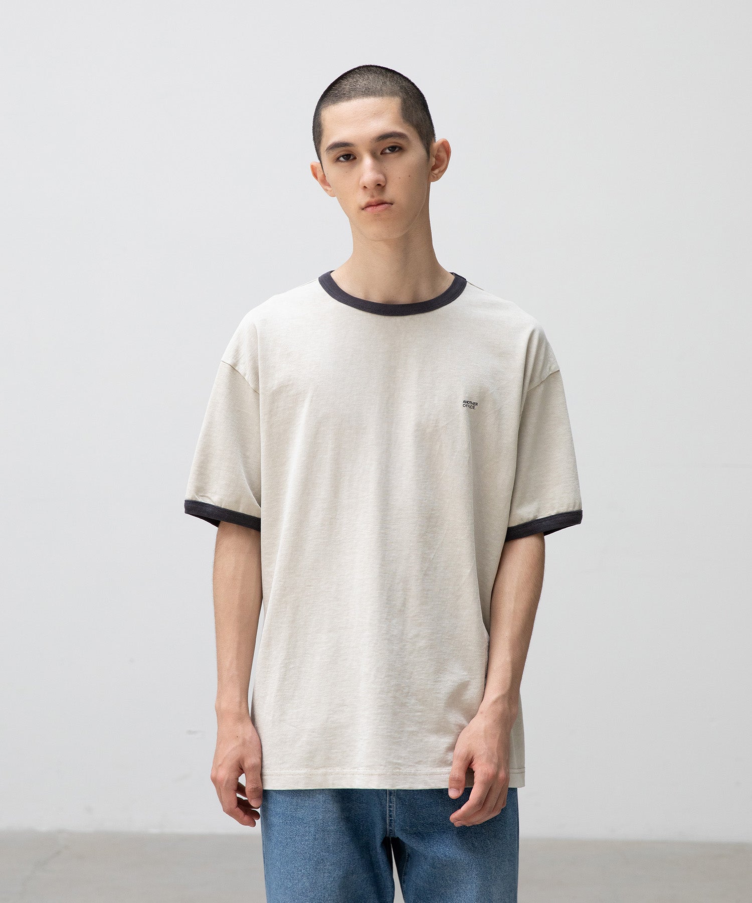 ANOTHER OFFICE アナザーオフィス Tシャツ リンガーT ピグメント ネイビー 韓国ブランド  正規取扱店 INPUT 広島