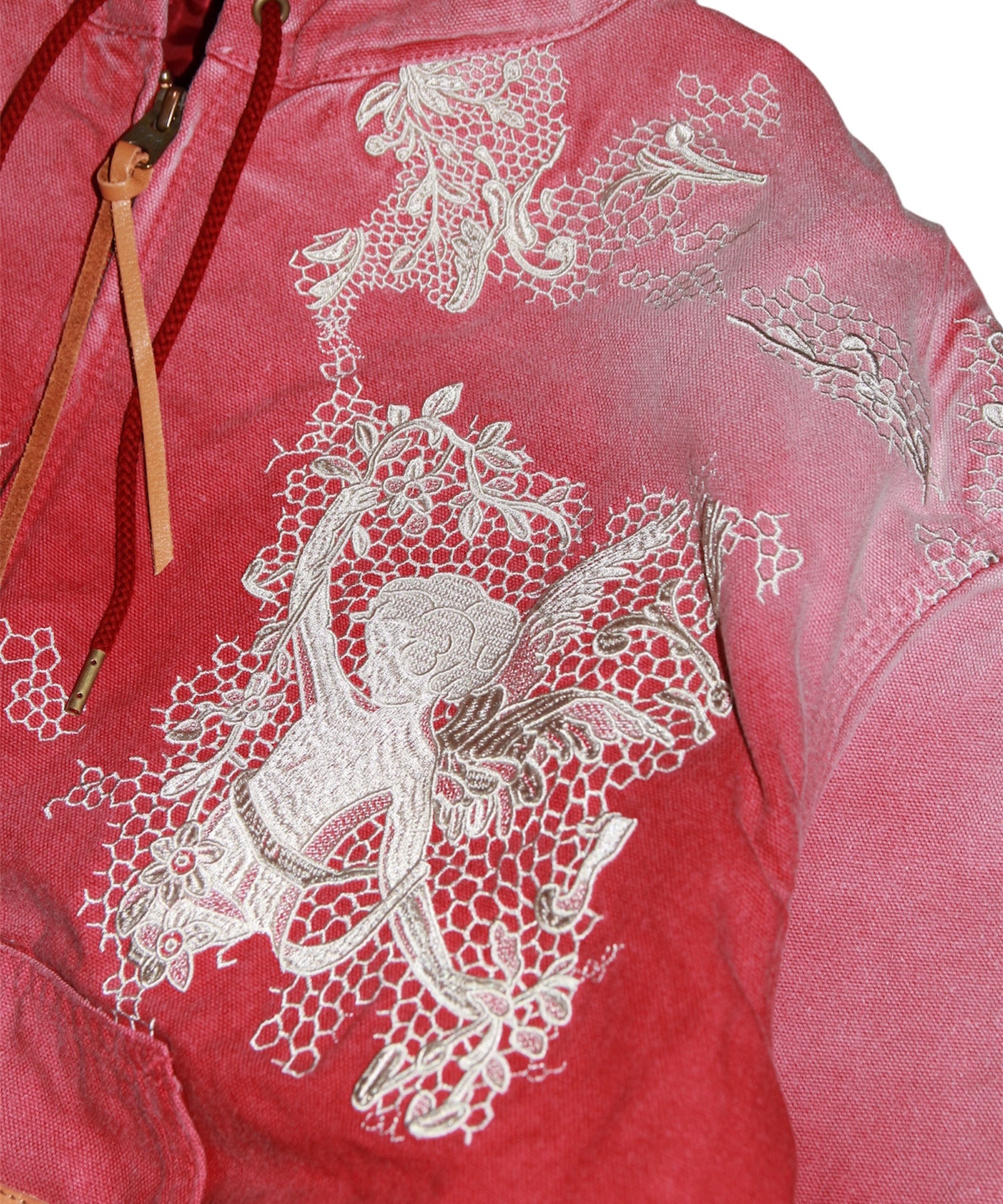 Vintage-effect embroidered jacket "RED"