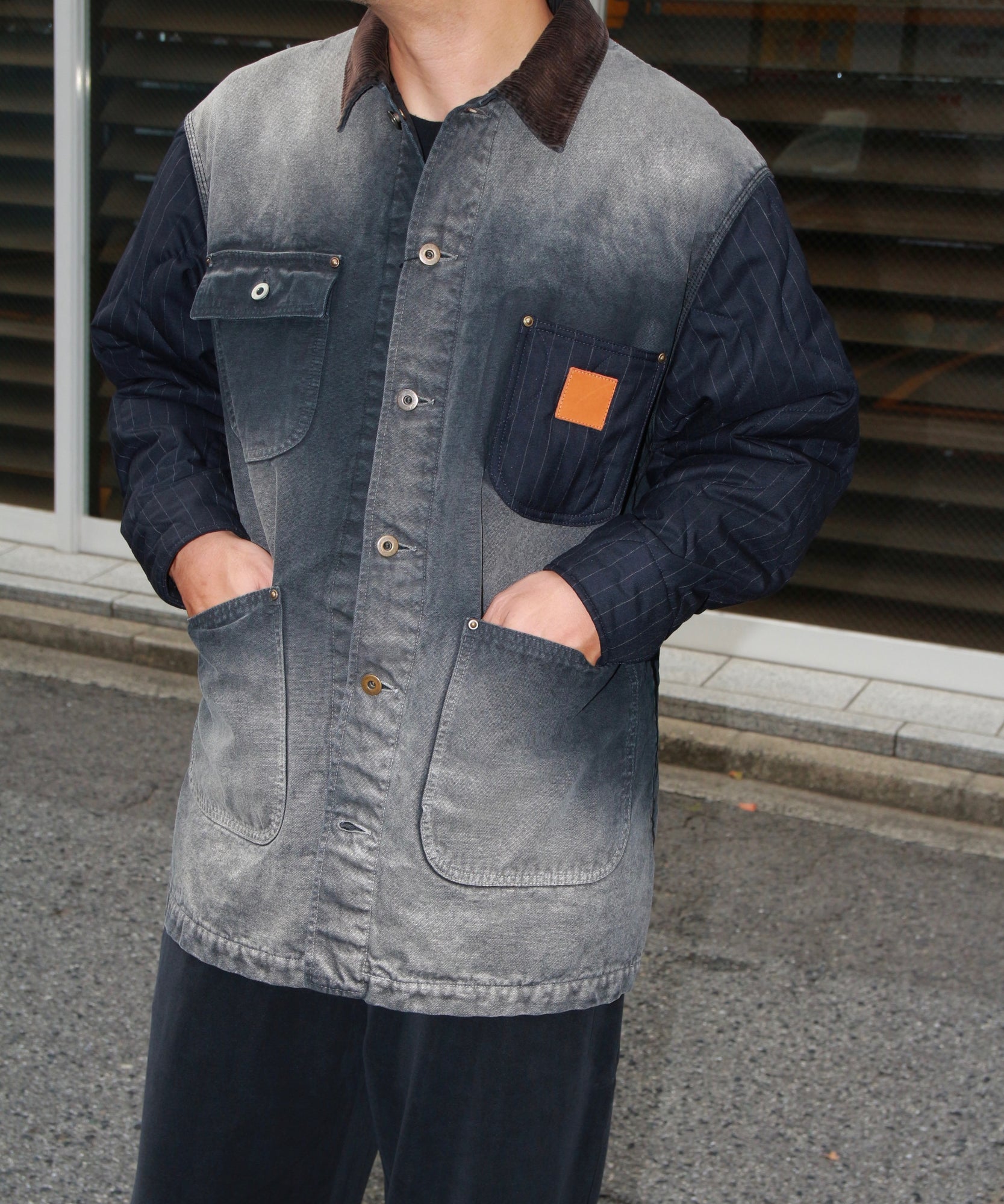 Vintage-effect work coat "BLACK"