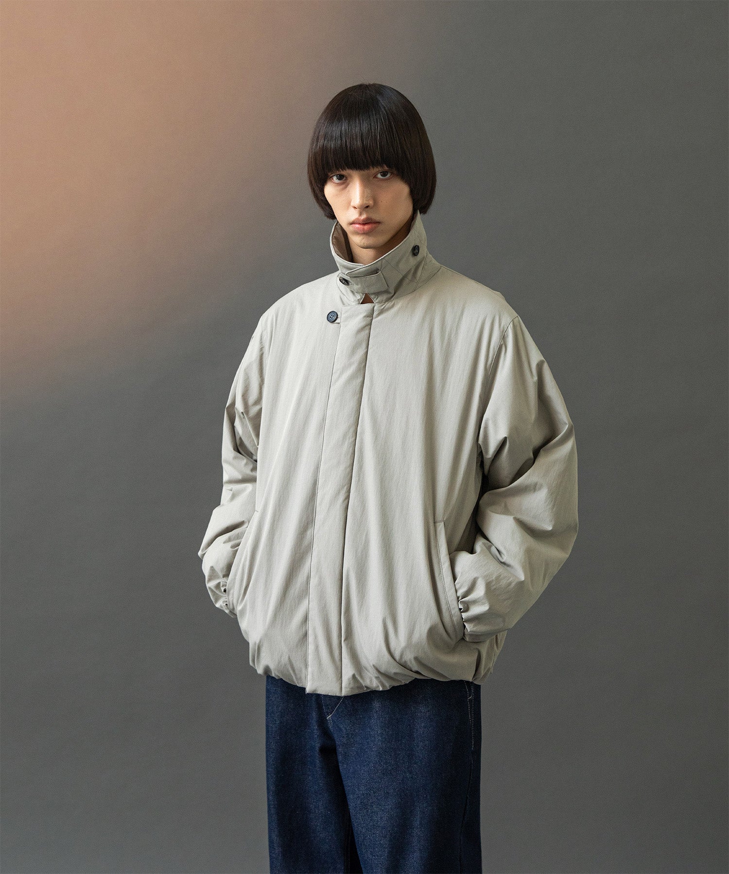 ANOTHER OFFICE アナザーオフィス アウター  中綿ジャケット　プリマロフト　カーキグレー 韓国ブランド  正規取扱店 INPUT 広島