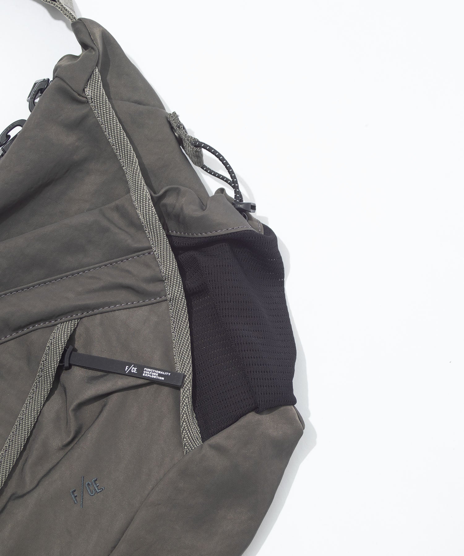 TEXTURED TWILL 2WAY SHOULDER TOTE "BLACK"