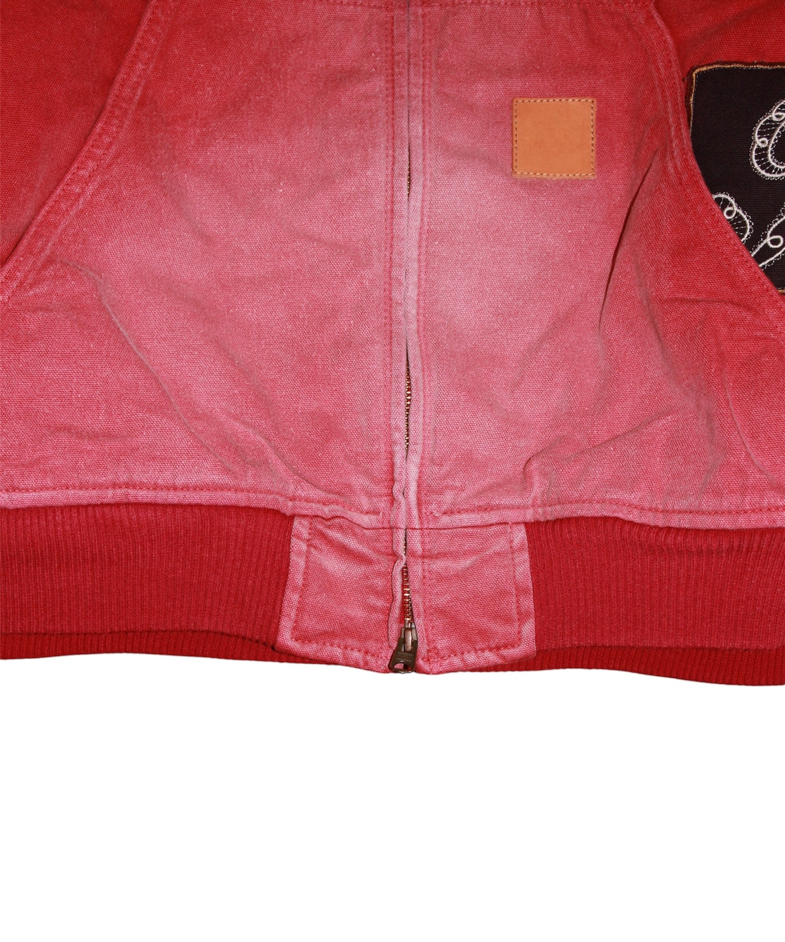 Vintage-effect embroidered jacket "RED"