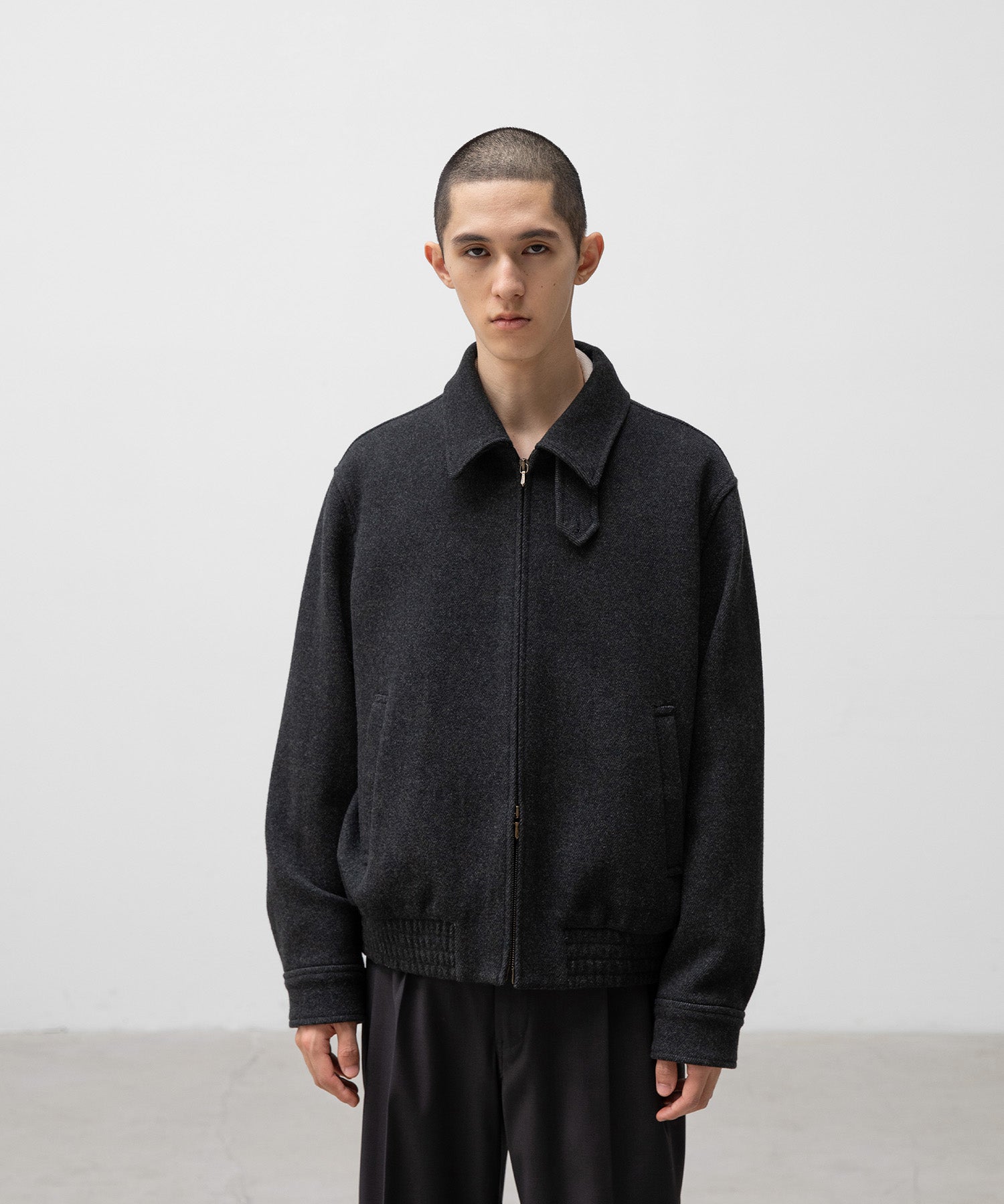 ANOTHER OFFICE アナザーオフィス アウター  ドリズラージャケット　ウールブルゾン　チャコールグレー 韓国ブランド  正規取扱店 INPUT 広島