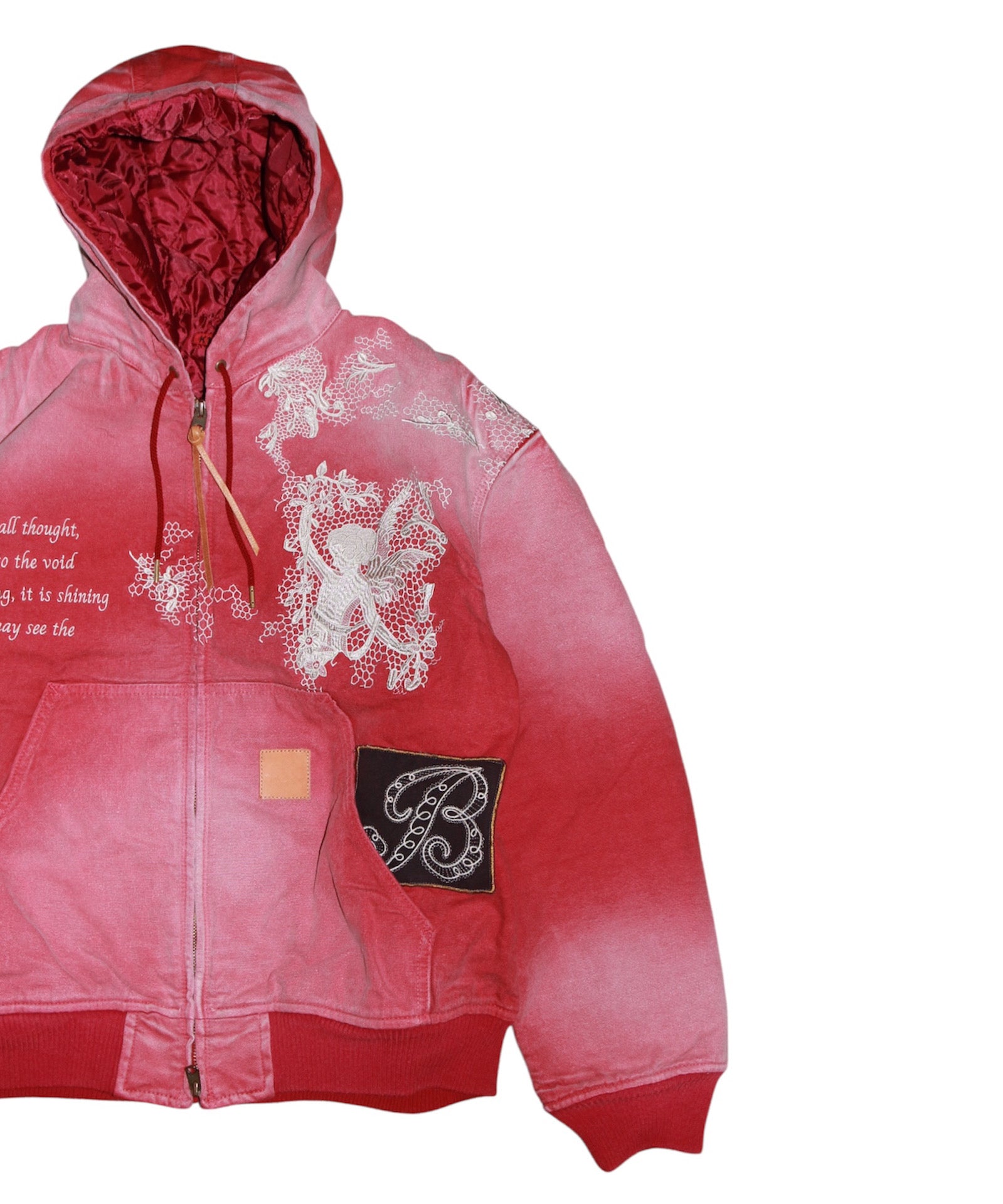 Vintage-effect embroidered jacket "RED"