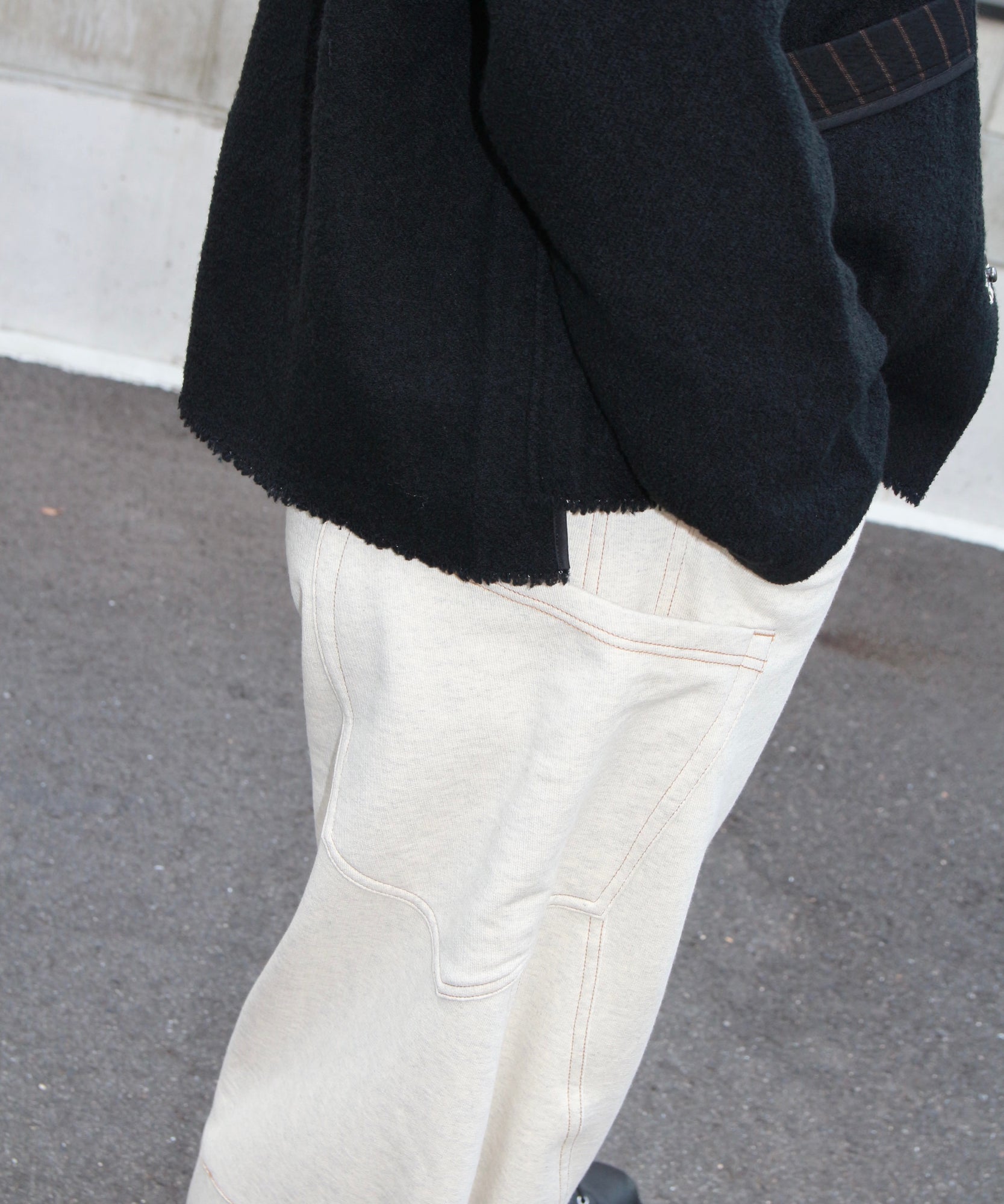 No-collar wool jacket "BLACK"