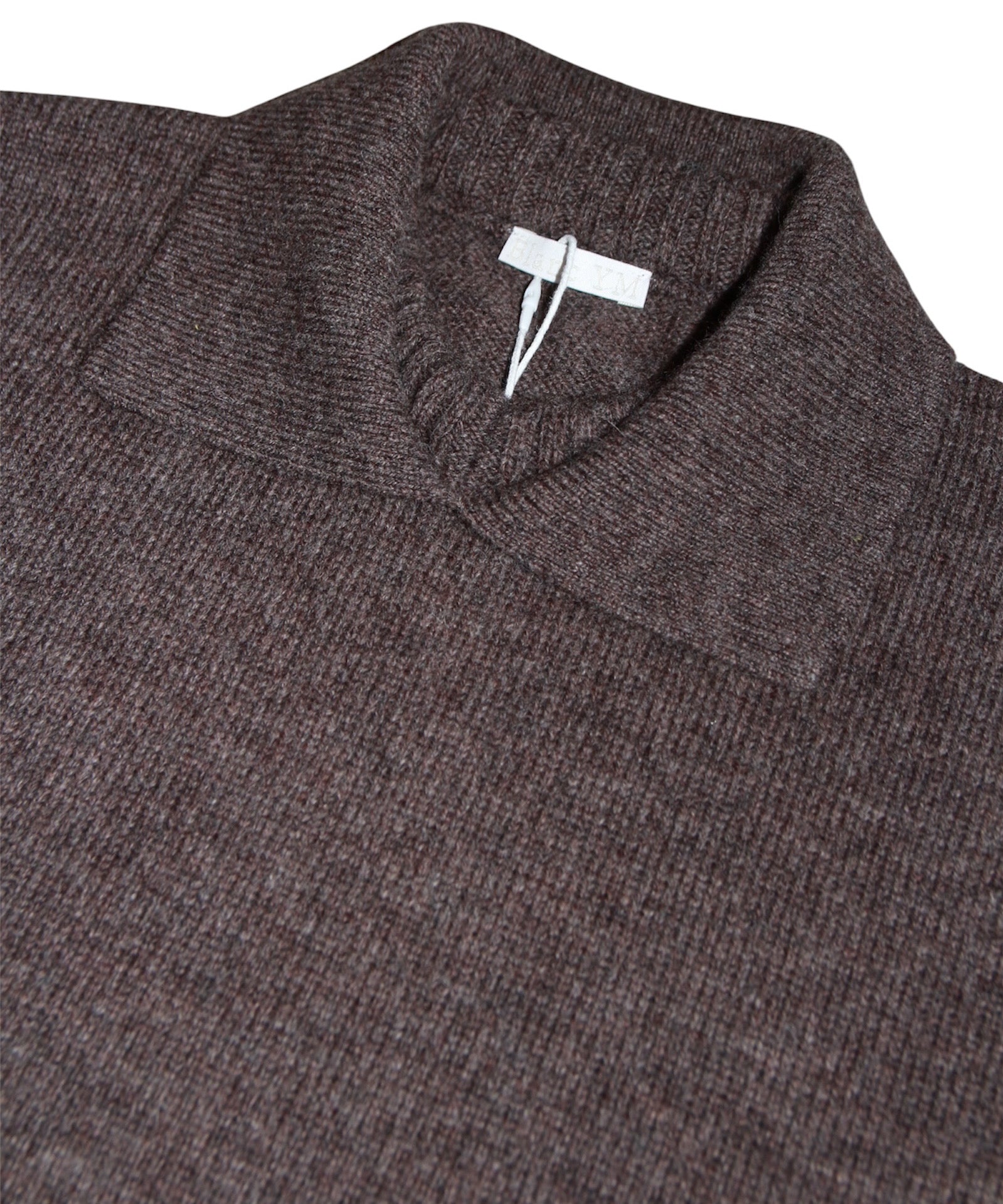 ALPACA POLO COLLAR KNIT SHIRT "BROWN"