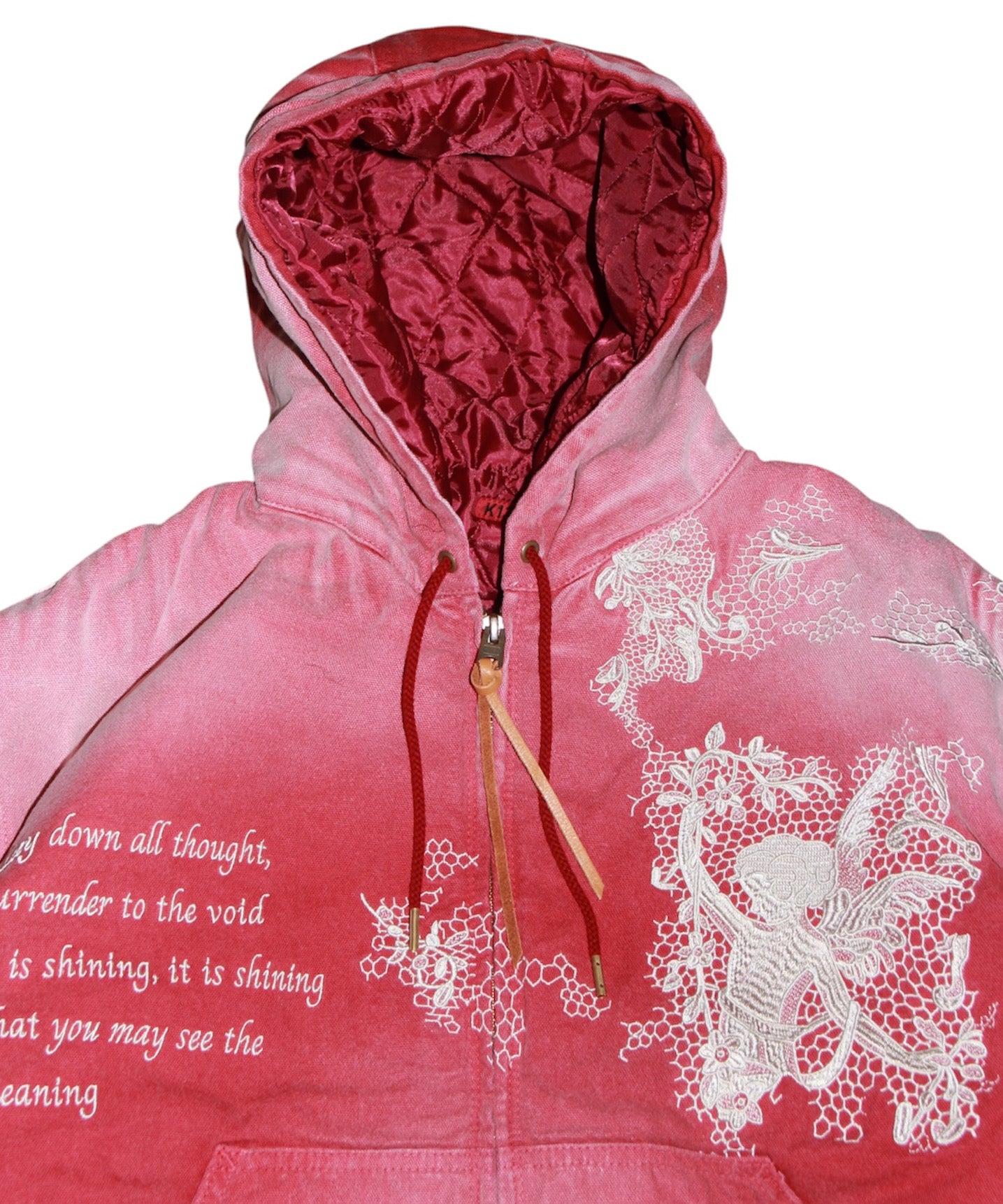 Vintage-effect embroidered jacket "RED"