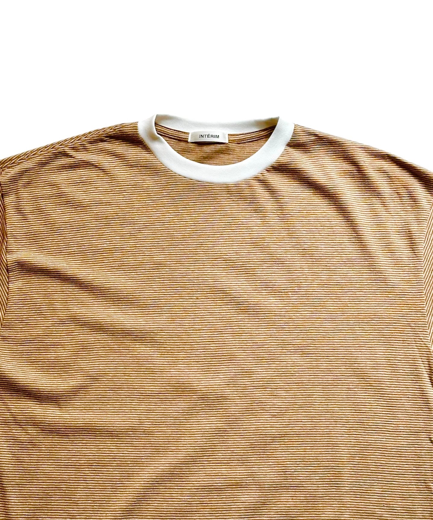 COTTON HEMP BORDER POCKET TEE "BROWN"