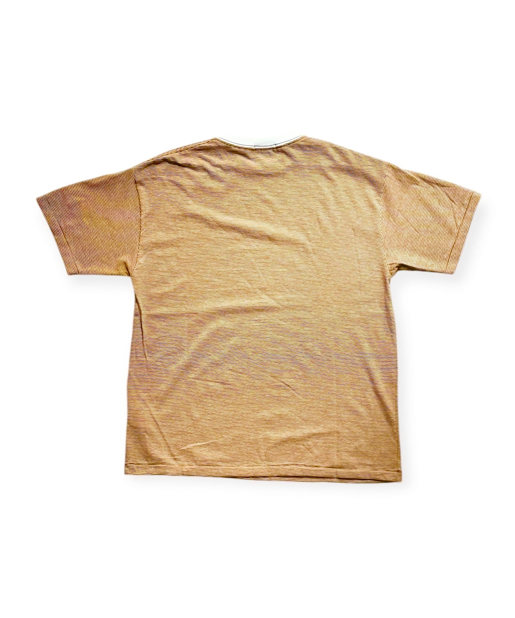 COTTON HEMP BORDER POCKET TEE "BROWN"