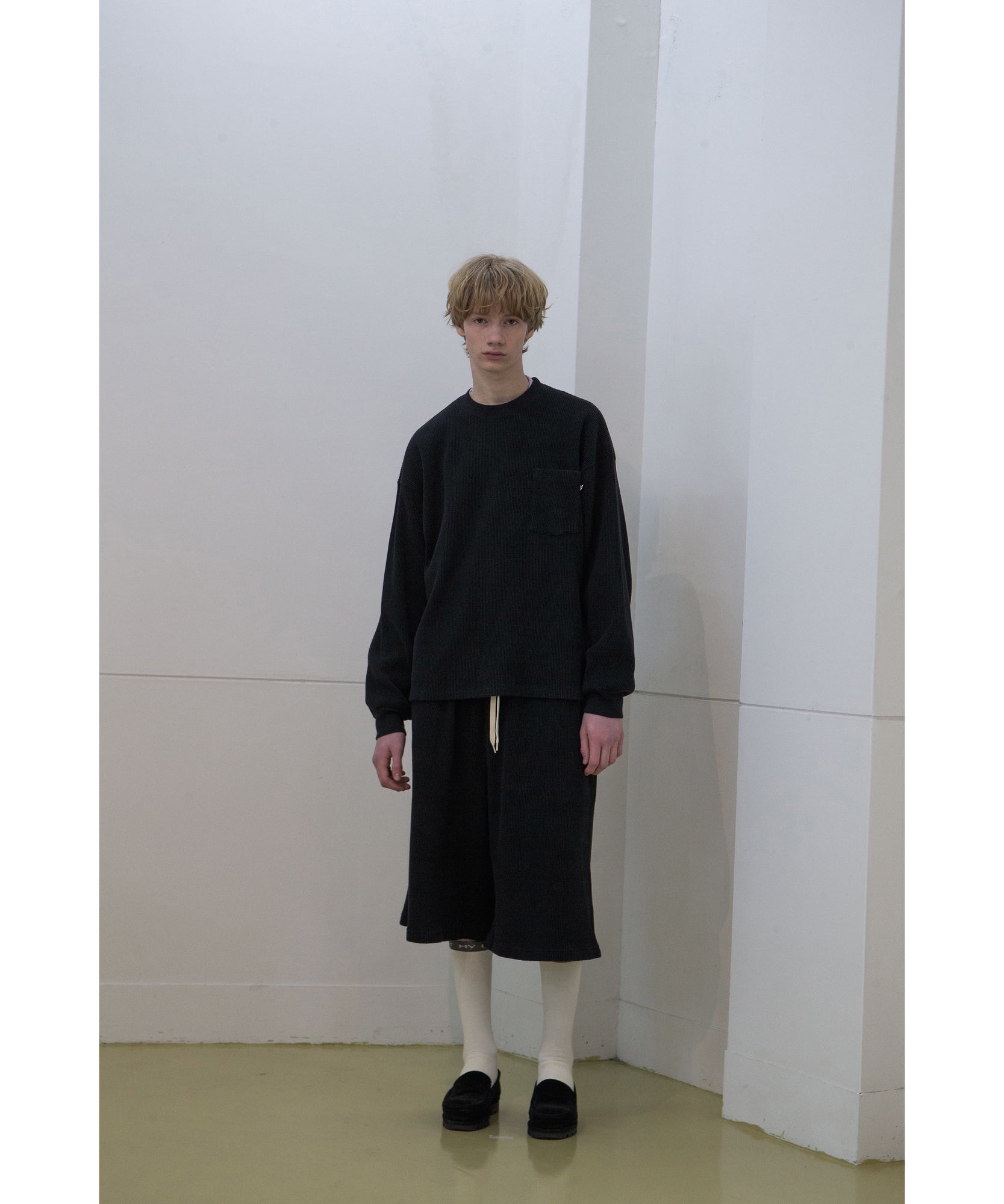 wonderland ワンダーランド トップス ロンT ワッフル ブラック  正規取扱店 INPUT 広島
