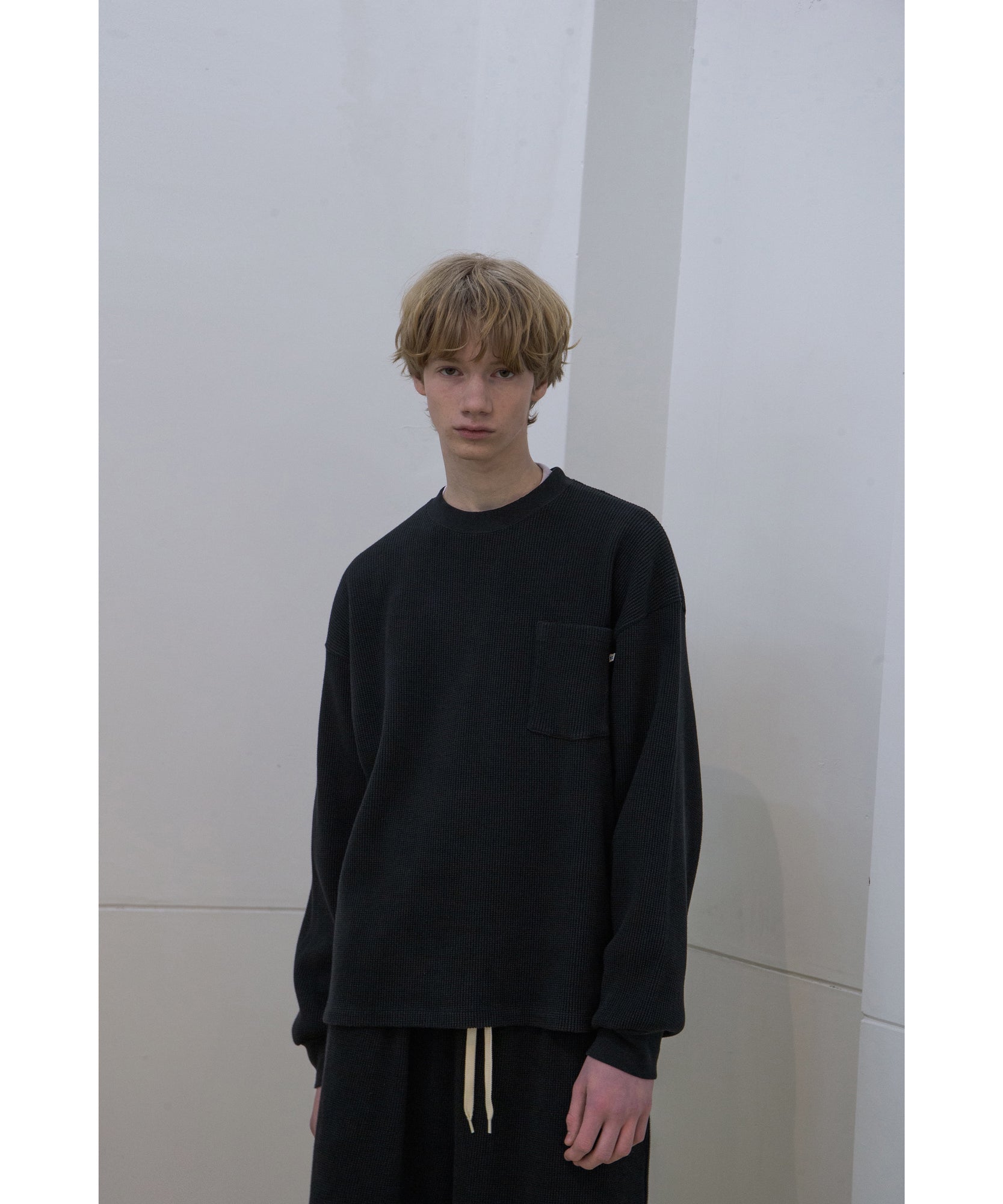 wonderland ワンダーランド トップス ロンT ワッフル ブラック  正規取扱店 INPUT 広島