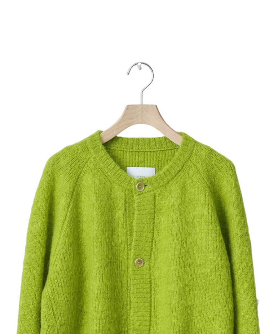 KID MOHAIR CRADIGAN "YELLOW GREEN"