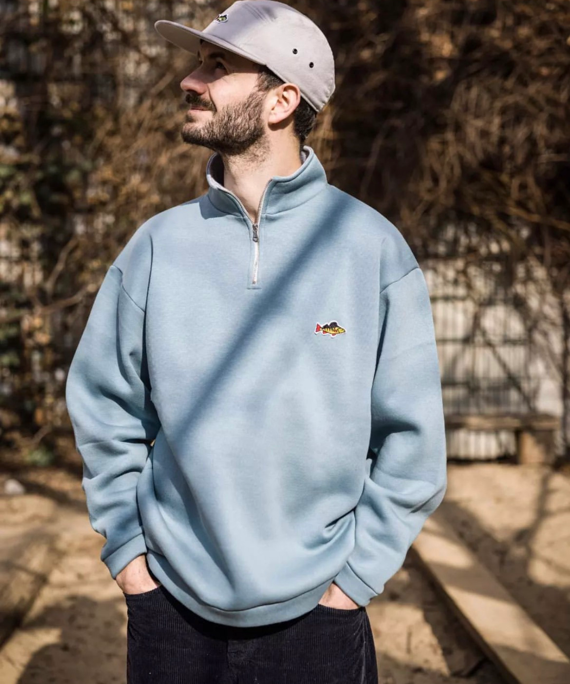 ABORRE HALFZIP SWEATER "AQUA"