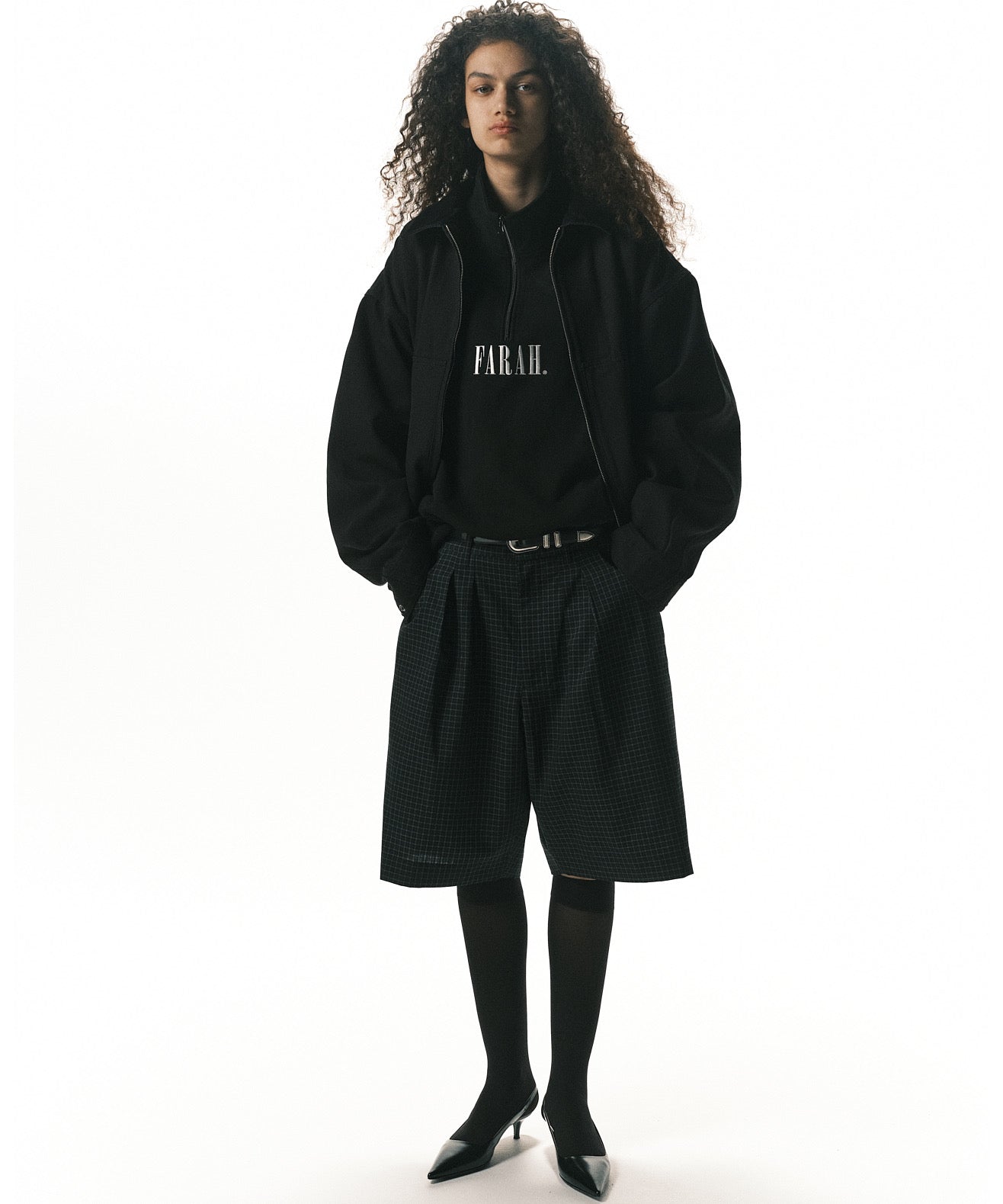 FARAH ファーラー パンツ ショーツ サマーウール ブラック チェック  通販 正規取扱店 INPUT