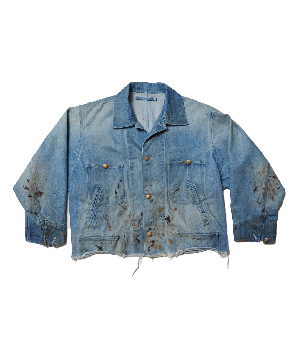 CUT OFF DENIM COVERALL 