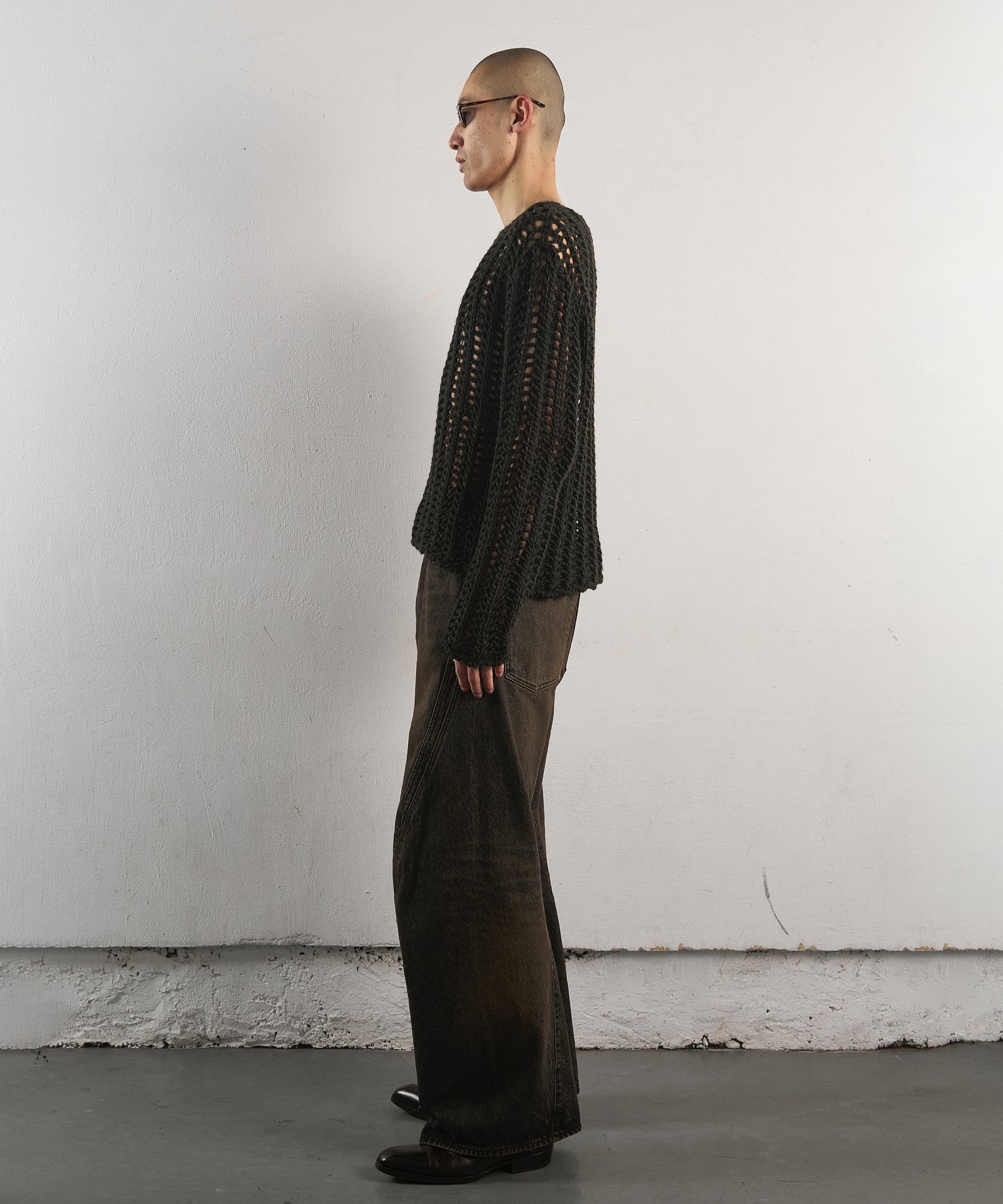 3D TWISTED WIDE LEG JEANS "MUD FADED BLACK"