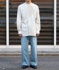 KHOKI コッキ　シャツ　バンドカラー　パッチワーク　キルト　ホワイト 通販 送料無料 正規取扱店 INPUT 広島