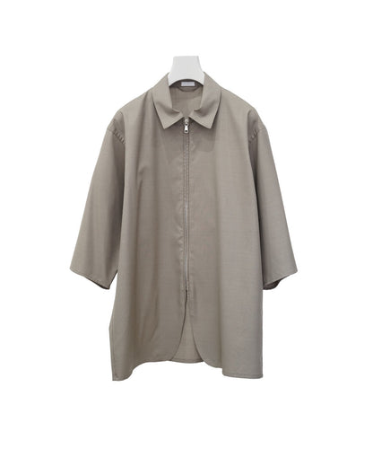 SEEALL(シーオール)  半袖シャツ　ジップアップシャツ　ベージュ　ウールシルク　通販 送料無料 正規取扱店 INPUT