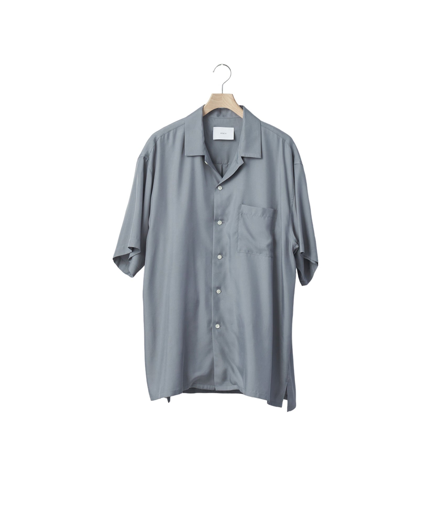 OVERSIZED CUPRO OPEN COLLAR SS SHIRT “BLUE GRAY”